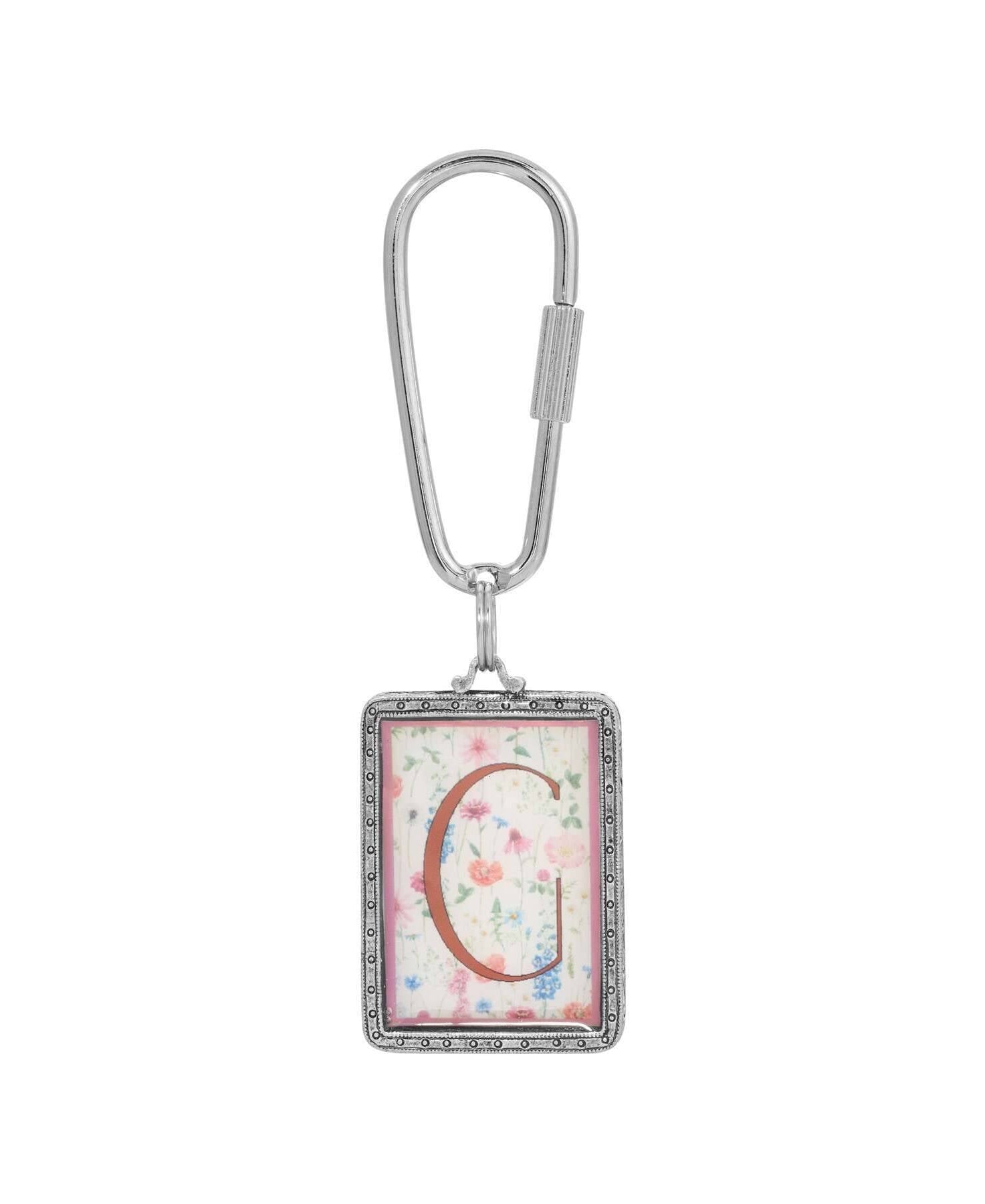 1928 Jewelry Pink Floral Motif Initial Carabiner Key Chain