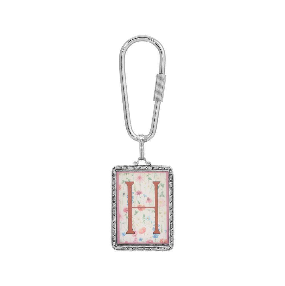 1928 Jewelry Pink Floral Motif Initial Carabiner Key Chain