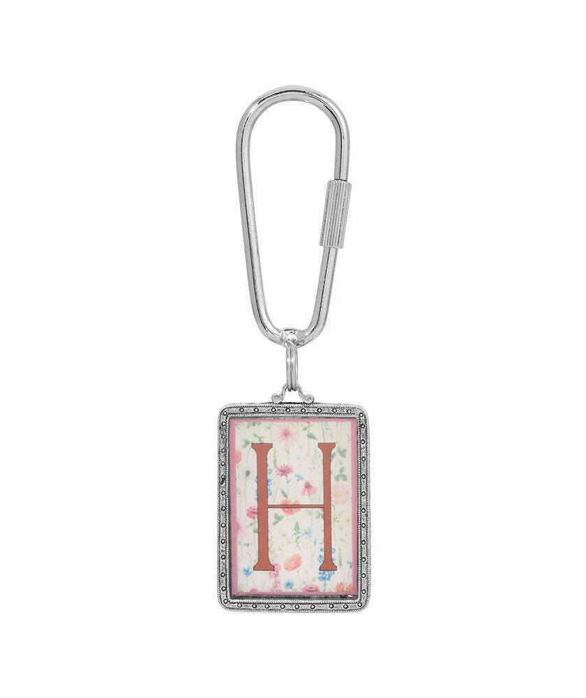 1928 Jewelry Pink Floral Motif Initial Carabiner Key Chain