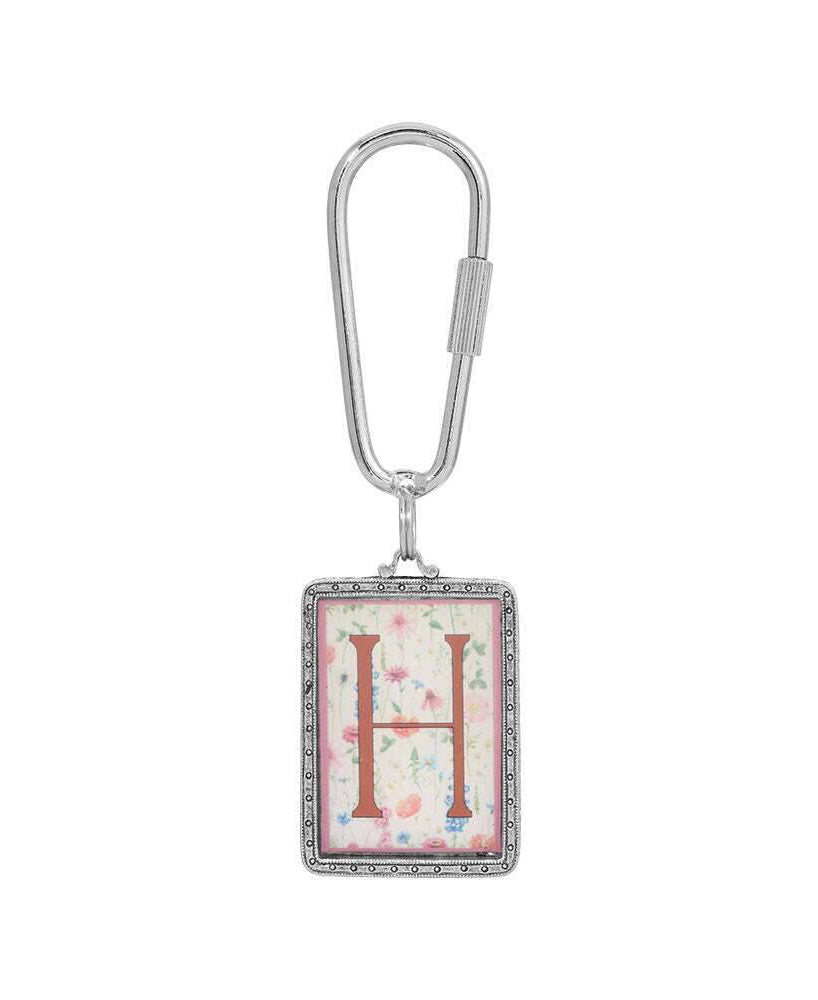 1928 Jewelry Pink Floral Motif Initial Carabiner Key Chain