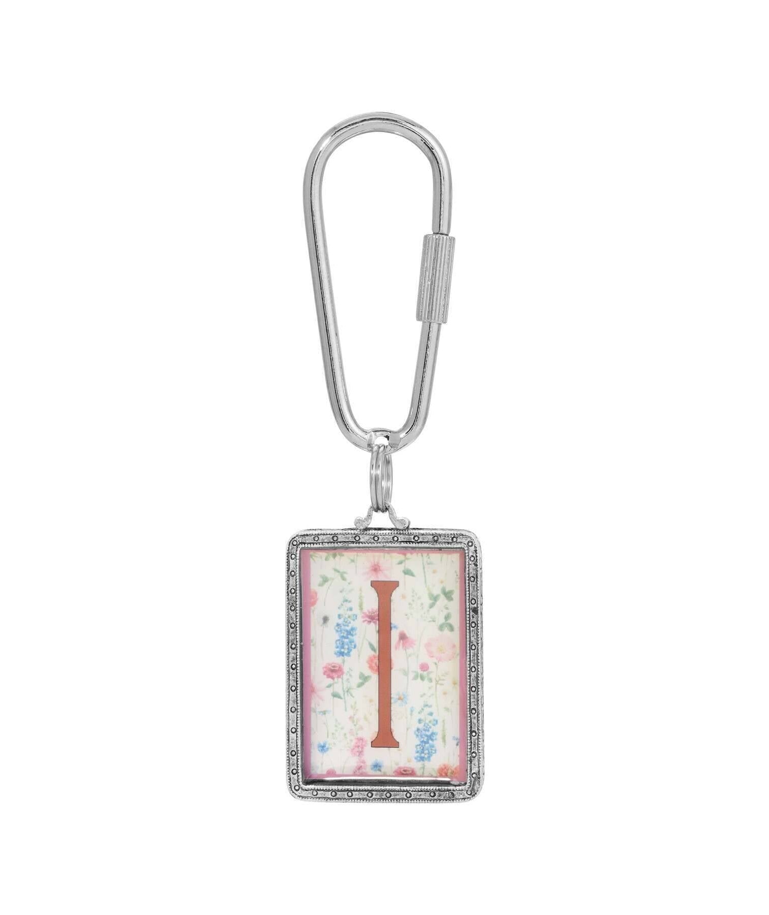 1928 Jewelry Pink Floral Motif Initial Carabiner Key Chain