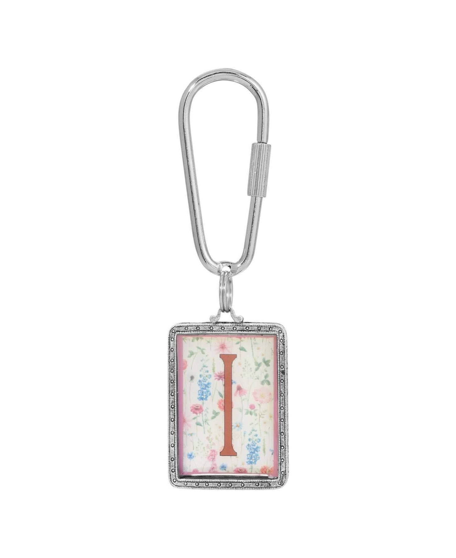 1928 Jewelry Pink Floral Motif Initial Carabiner Key Chain