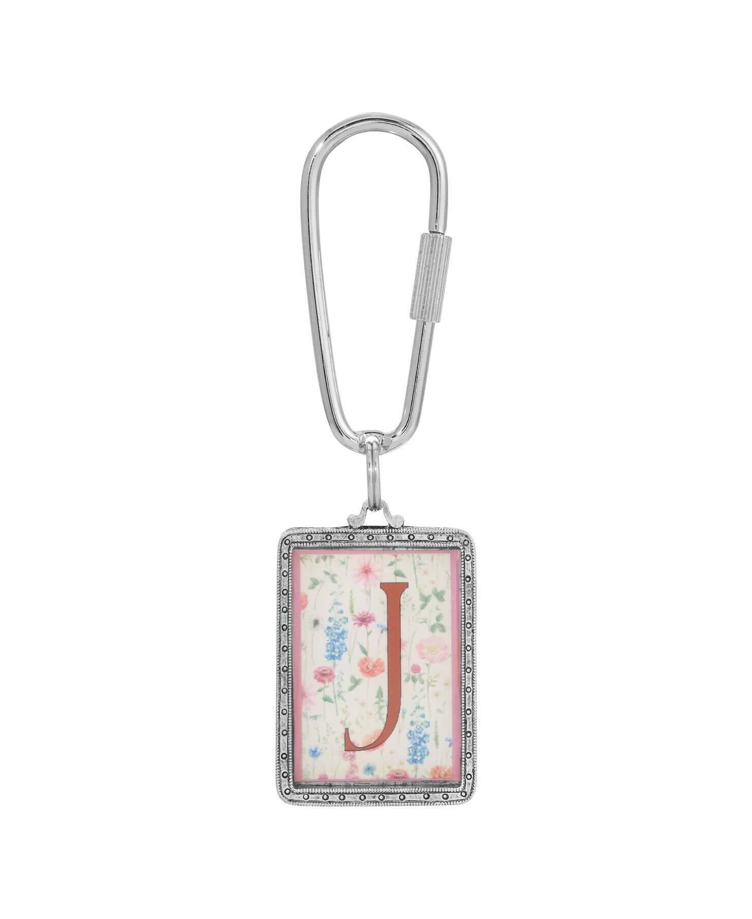 1928 Jewelry Pink Floral Motif Initial Carabiner Key Chain
