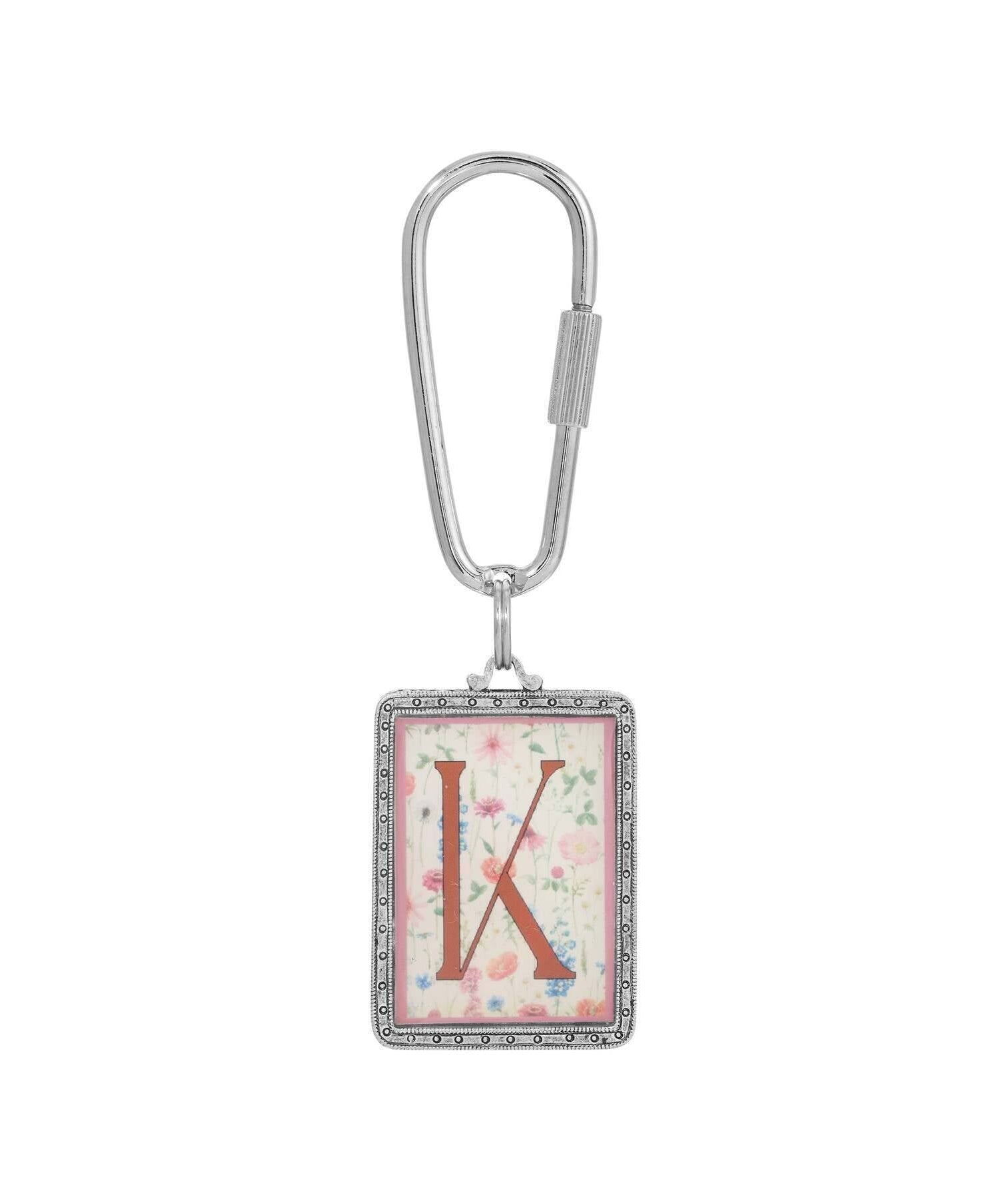 1928 Jewelry Pink Floral Motif Initial Carabiner Key Chain