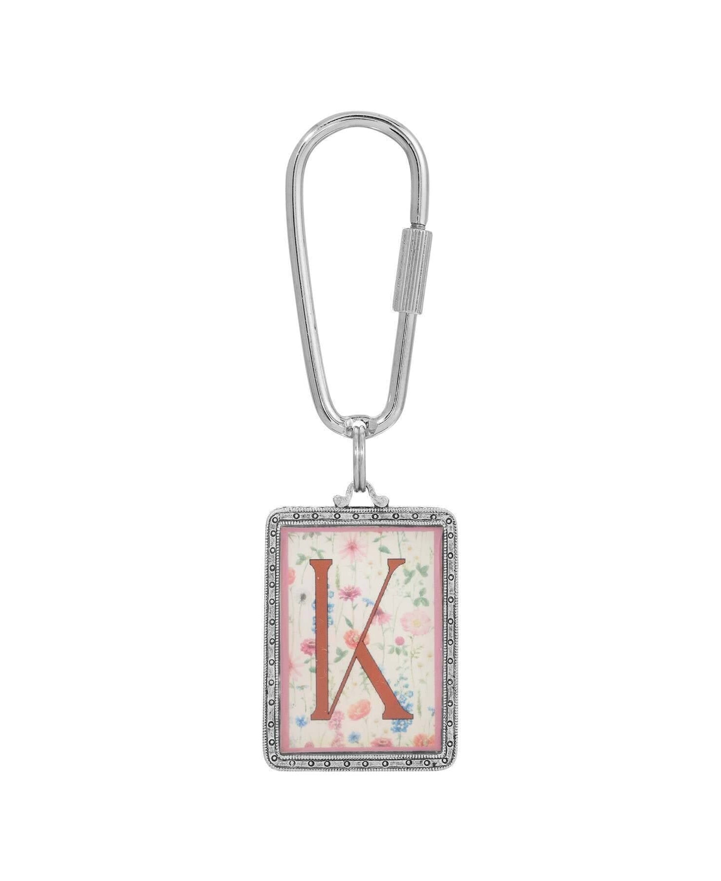 1928 Jewelry Pink Floral Motif Initial Carabiner Key Chain