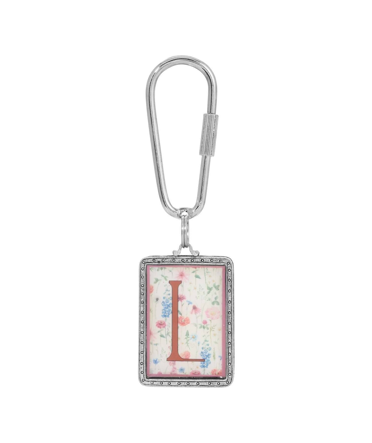 1928 Jewelry Pink Floral Motif Initial Carabiner Key Chain