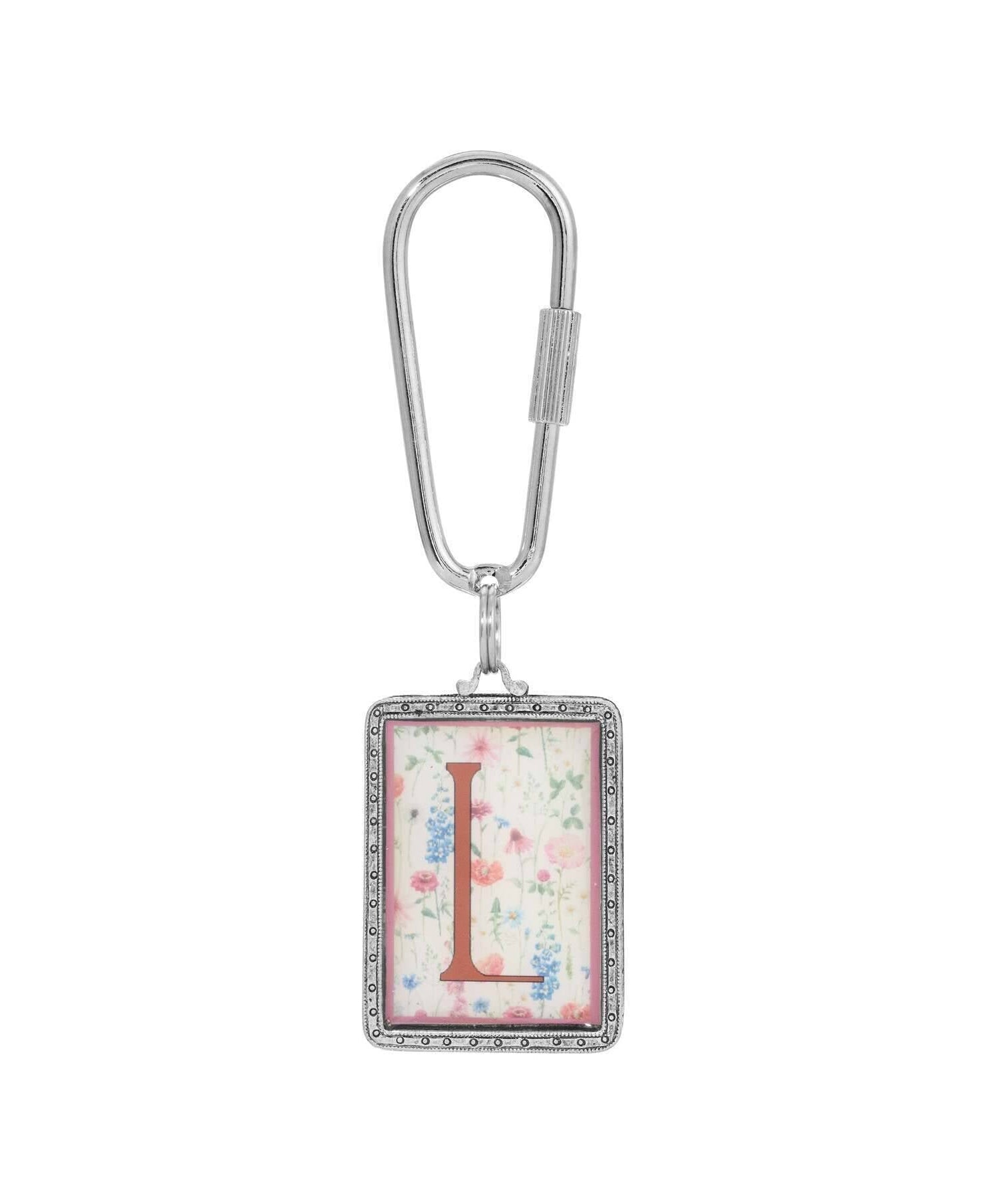 1928 Jewelry Pink Floral Motif Initial Carabiner Key Chain
