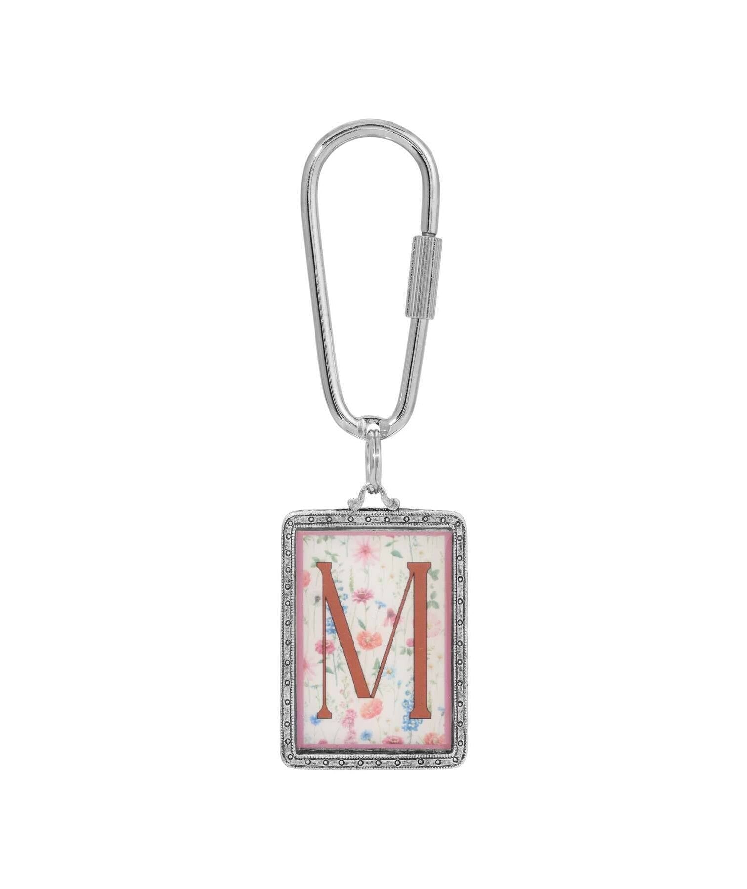 1928 Jewelry Pink Floral Motif Initial Carabiner Key Chain