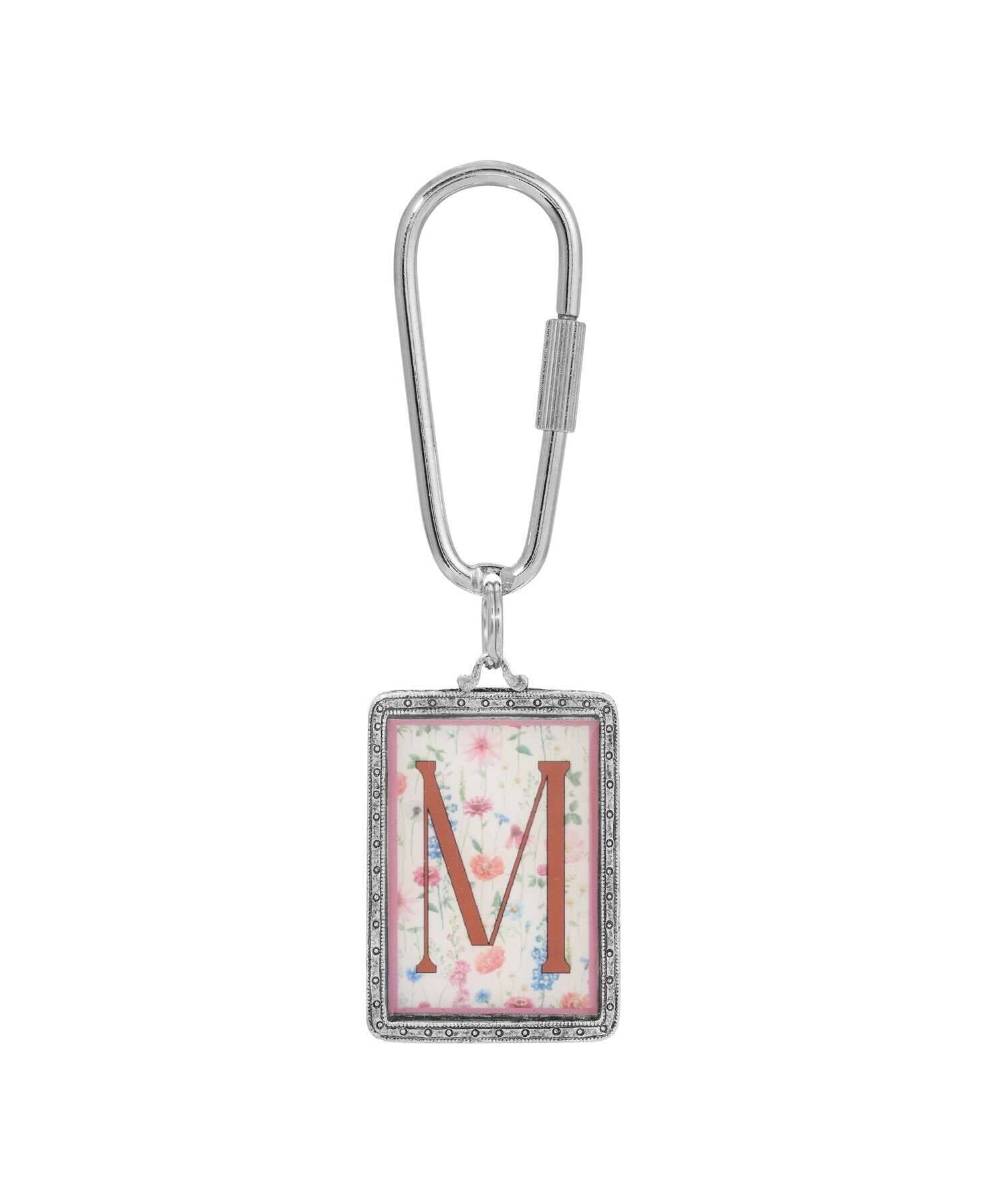 1928 Jewelry Pink Floral Motif Initial Carabiner Key Chain