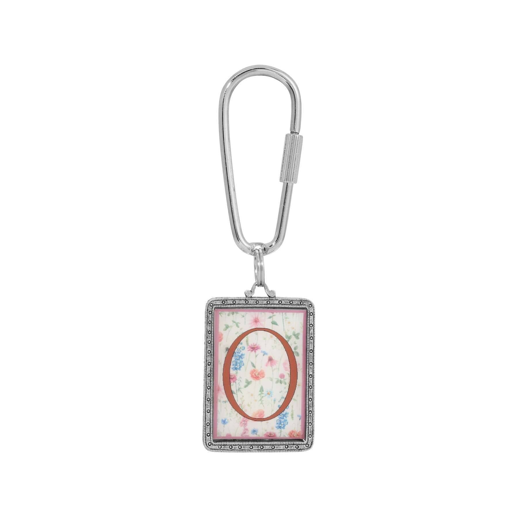 1928 Jewelry Pink Floral Motif Initial Carabiner Key Chain
