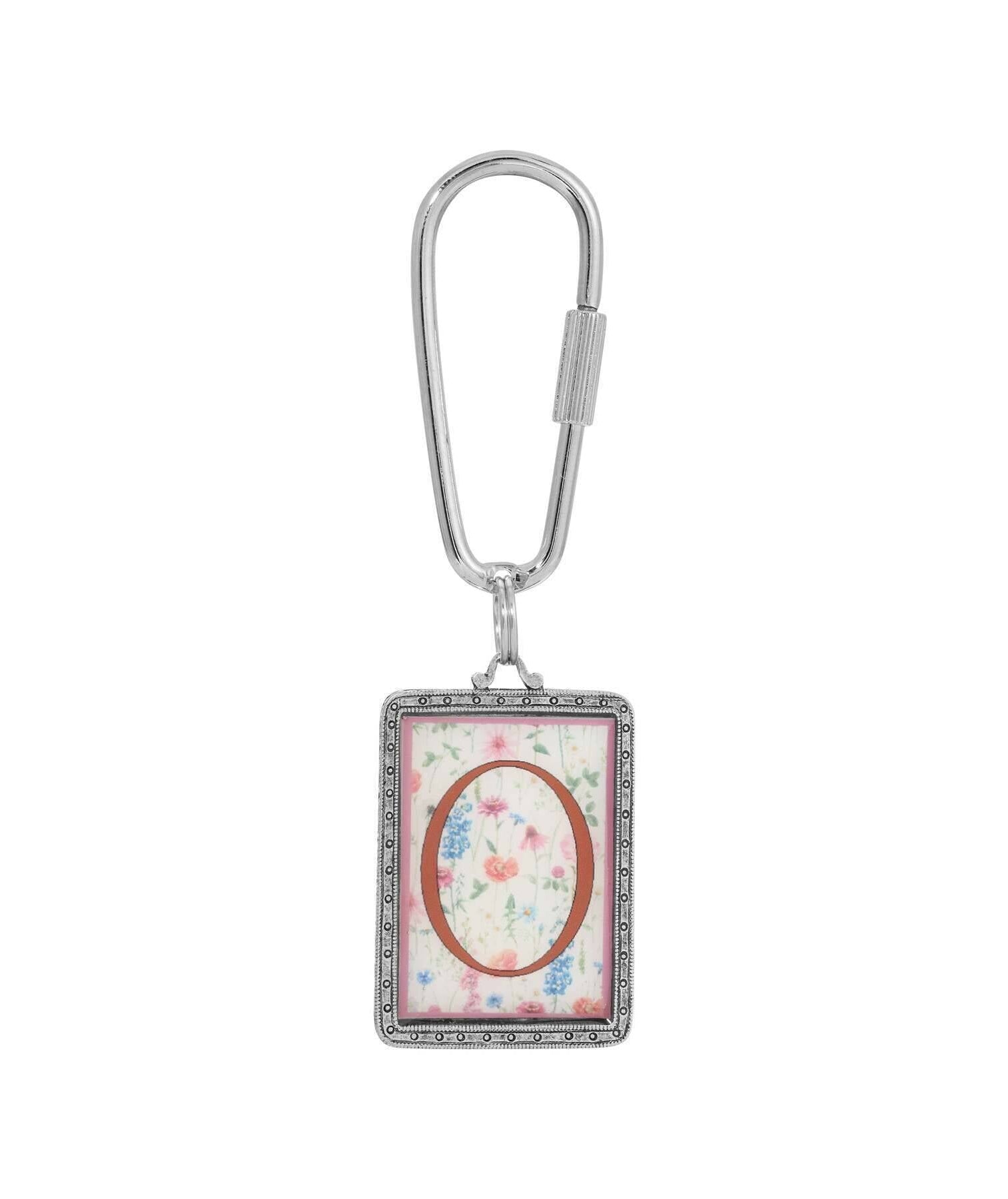 1928 Jewelry Pink Floral Motif Initial Carabiner Key Chain