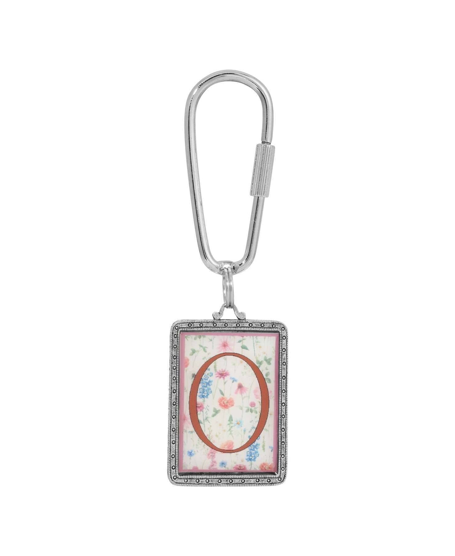 1928 Jewelry Pink Floral Motif Initial Carabiner Key Chain