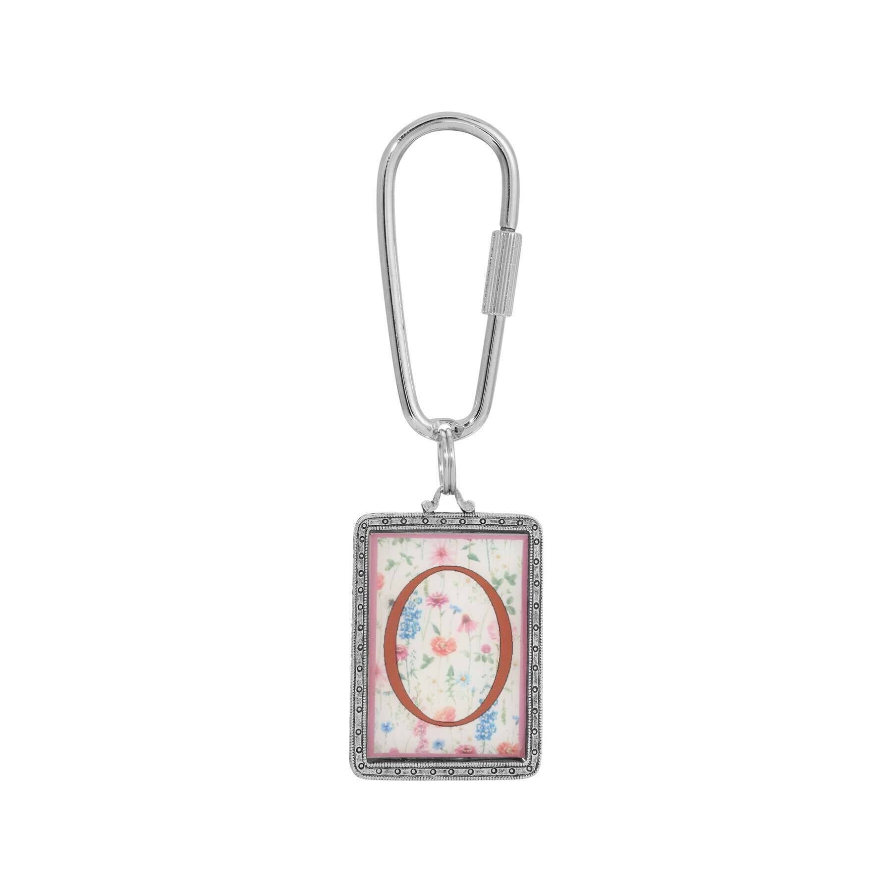 1928 Jewelry Pink Floral Motif Initial Carabiner Key Chain