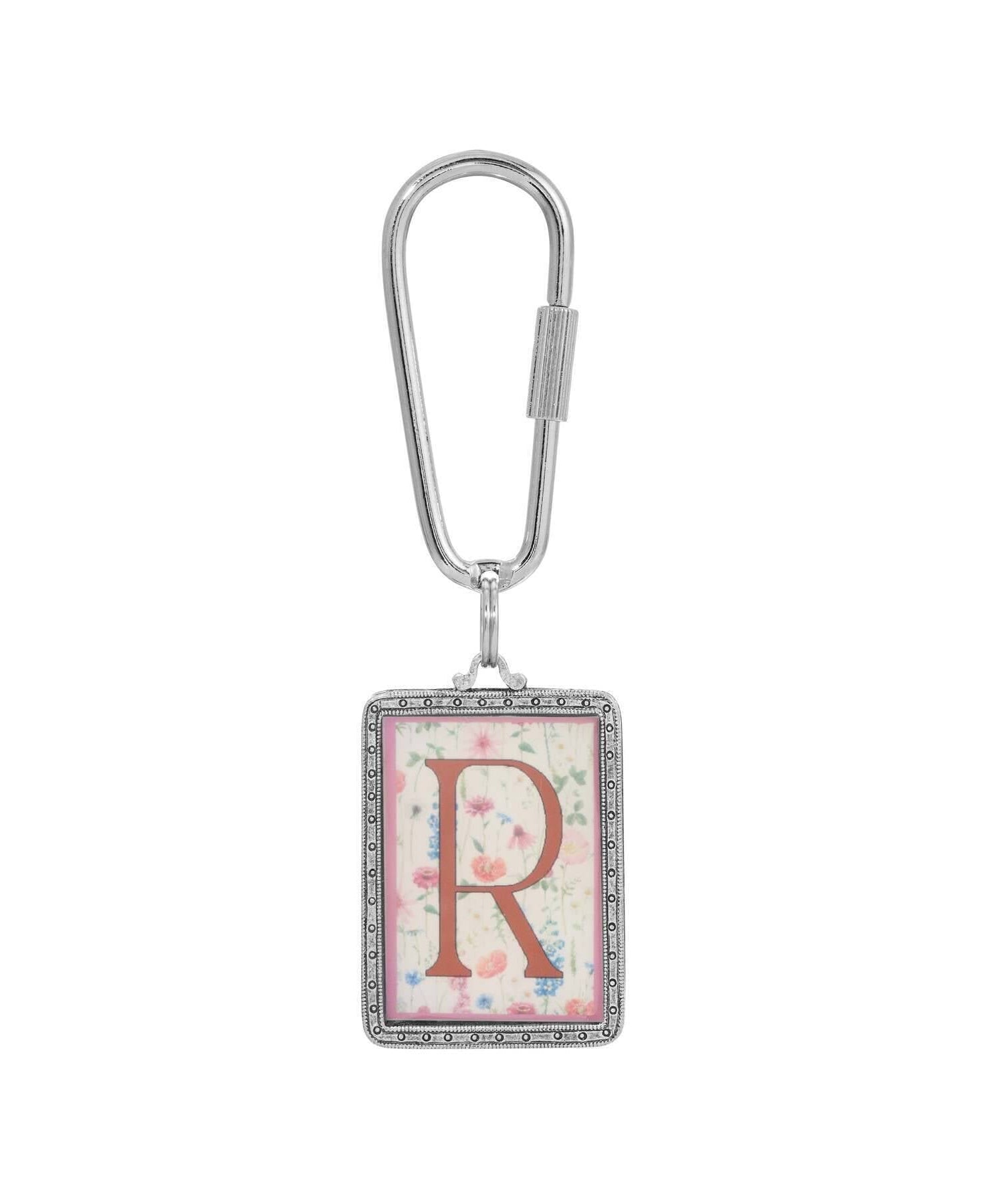 1928 Jewelry Pink Floral Motif Initial Carabiner Key Chain