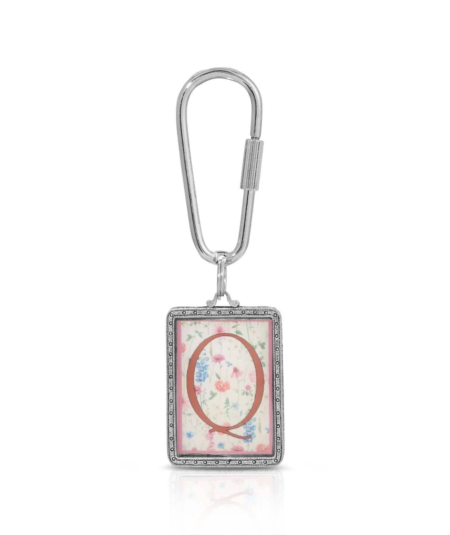 1928 Jewelry Pink Floral Motif Initial Carabiner Key Chain