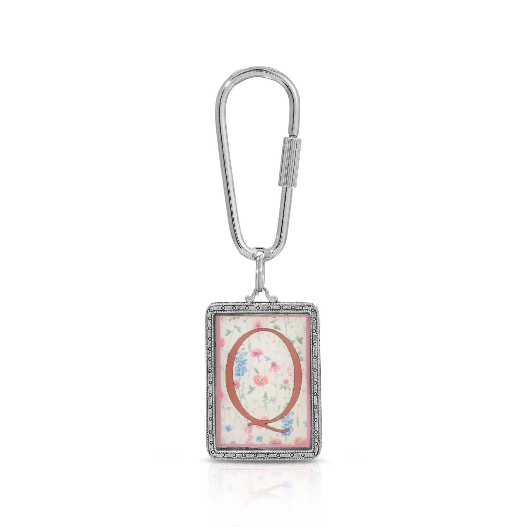 1928 Jewelry Pink Floral Motif Initial Carabiner Key Chain