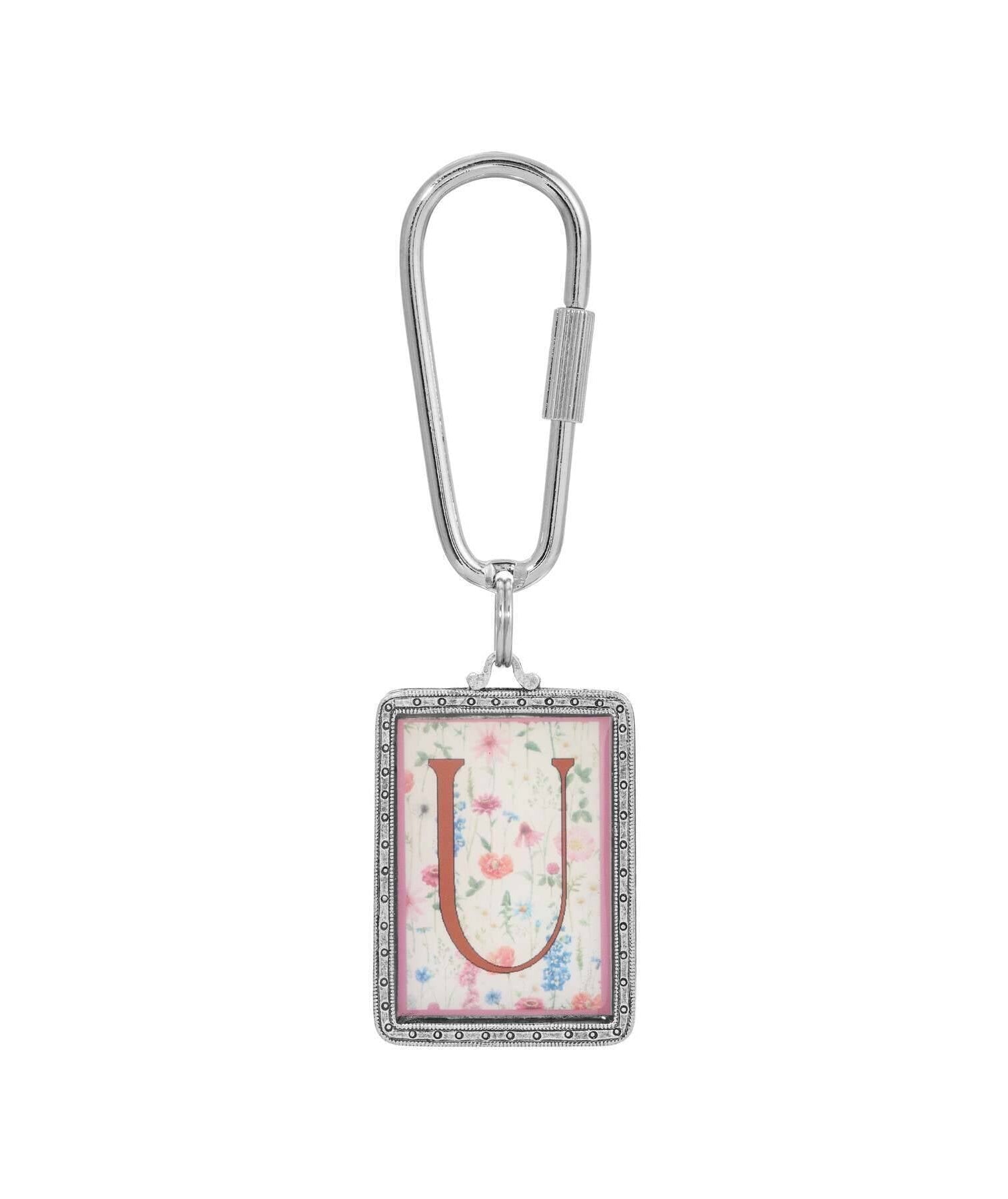 1928 Jewelry Pink Floral Motif Initial Carabiner Key Chain