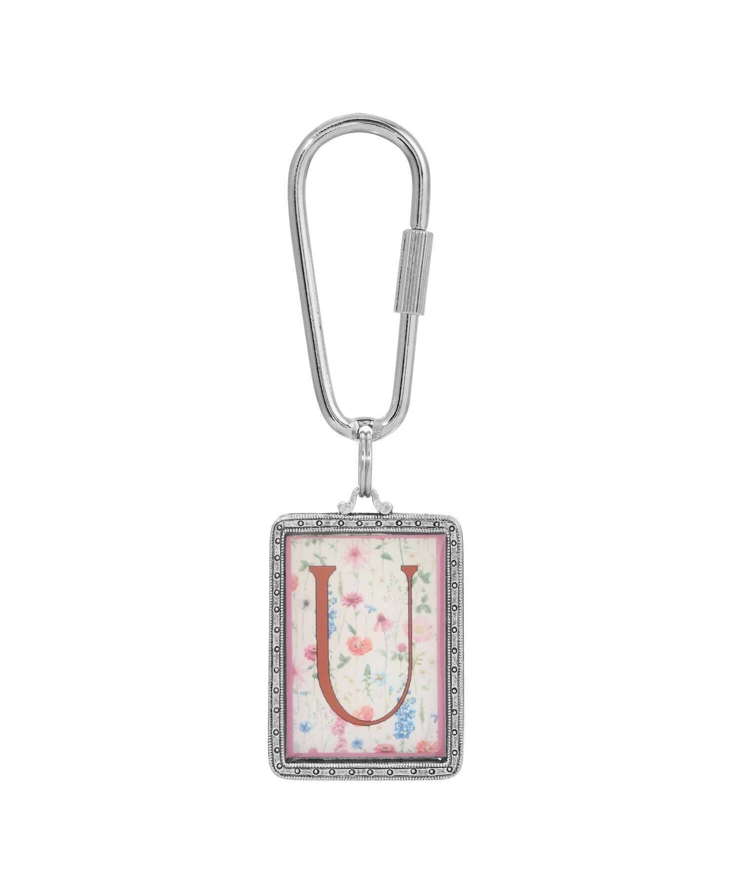 1928 Jewelry Pink Floral Motif Initial Carabiner Key Chain