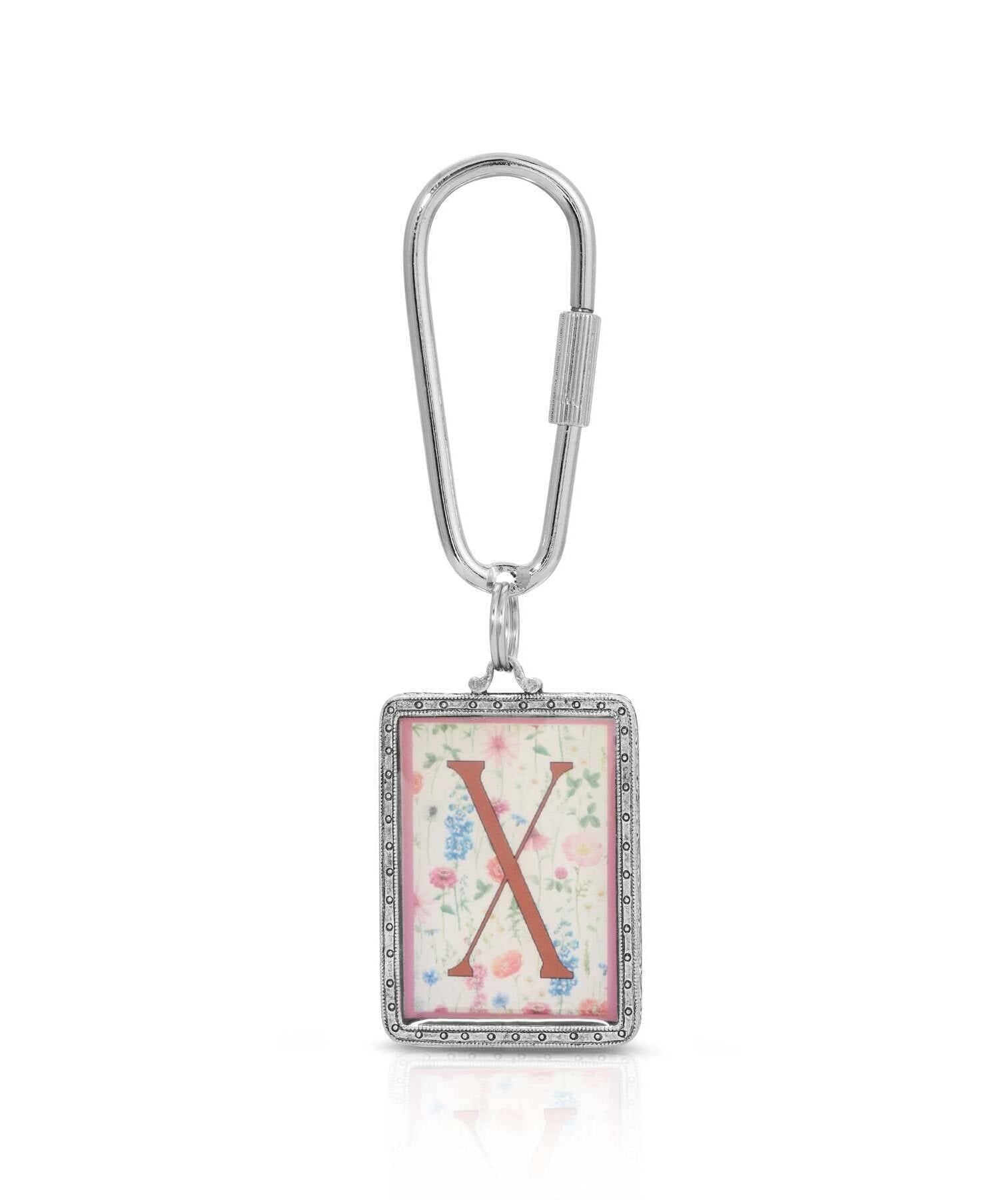 1928 Jewelry Pink Floral Motif Initial Carabiner Key Chain