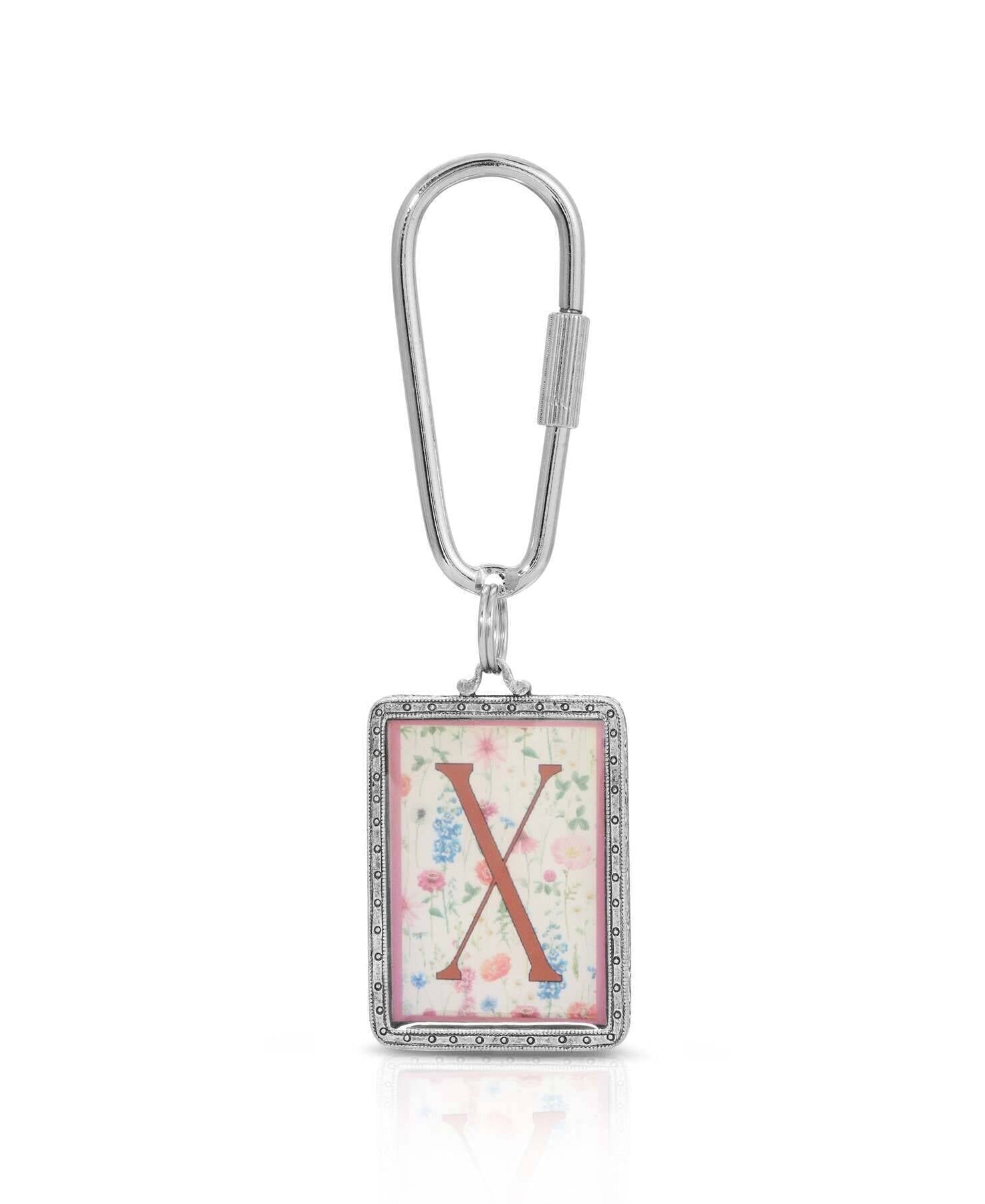 1928 Jewelry Pink Floral Motif Initial Carabiner Key Chain