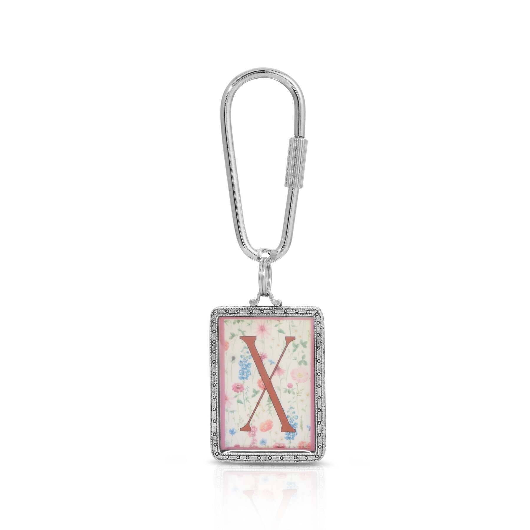 1928 Jewelry Pink Floral Motif Initial Carabiner Key Chain