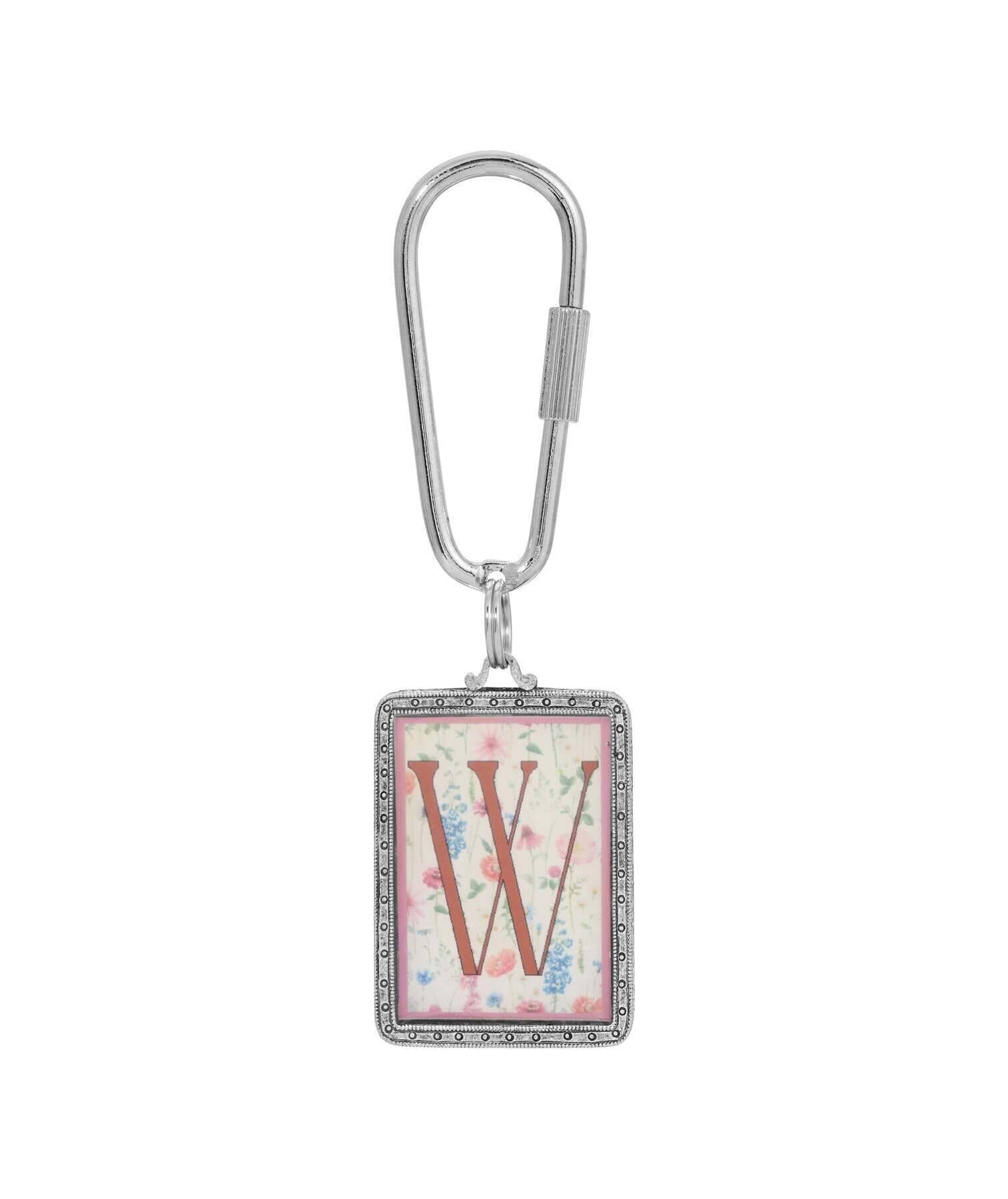 1928 Jewelry Pink Floral Motif Initial Carabiner Key Chain