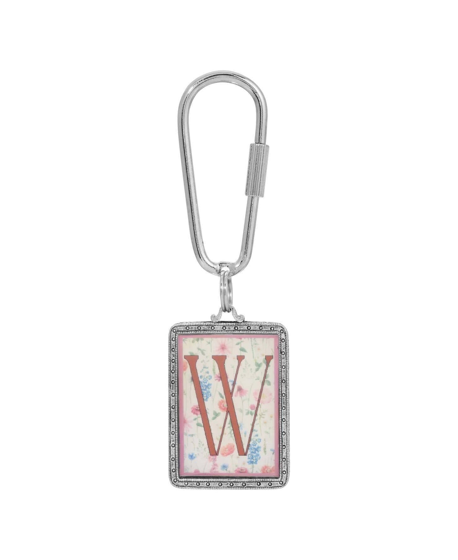 1928 Jewelry Pink Floral Motif Initial Carabiner Key Chain