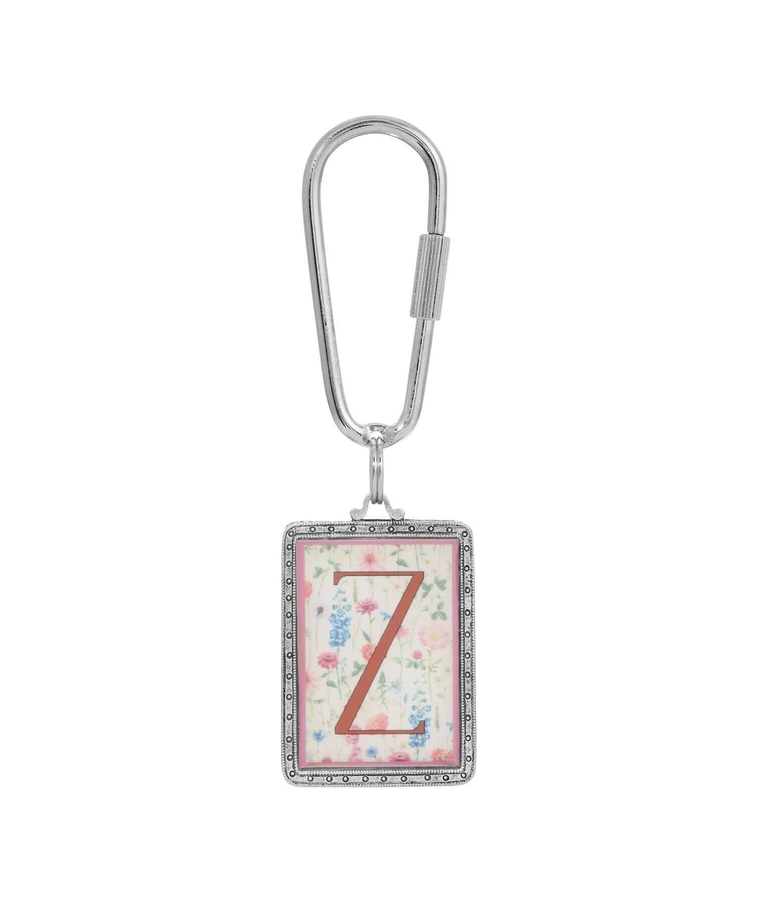 1928 Jewelry Pink Floral Motif Initial Carabiner Key Chain
