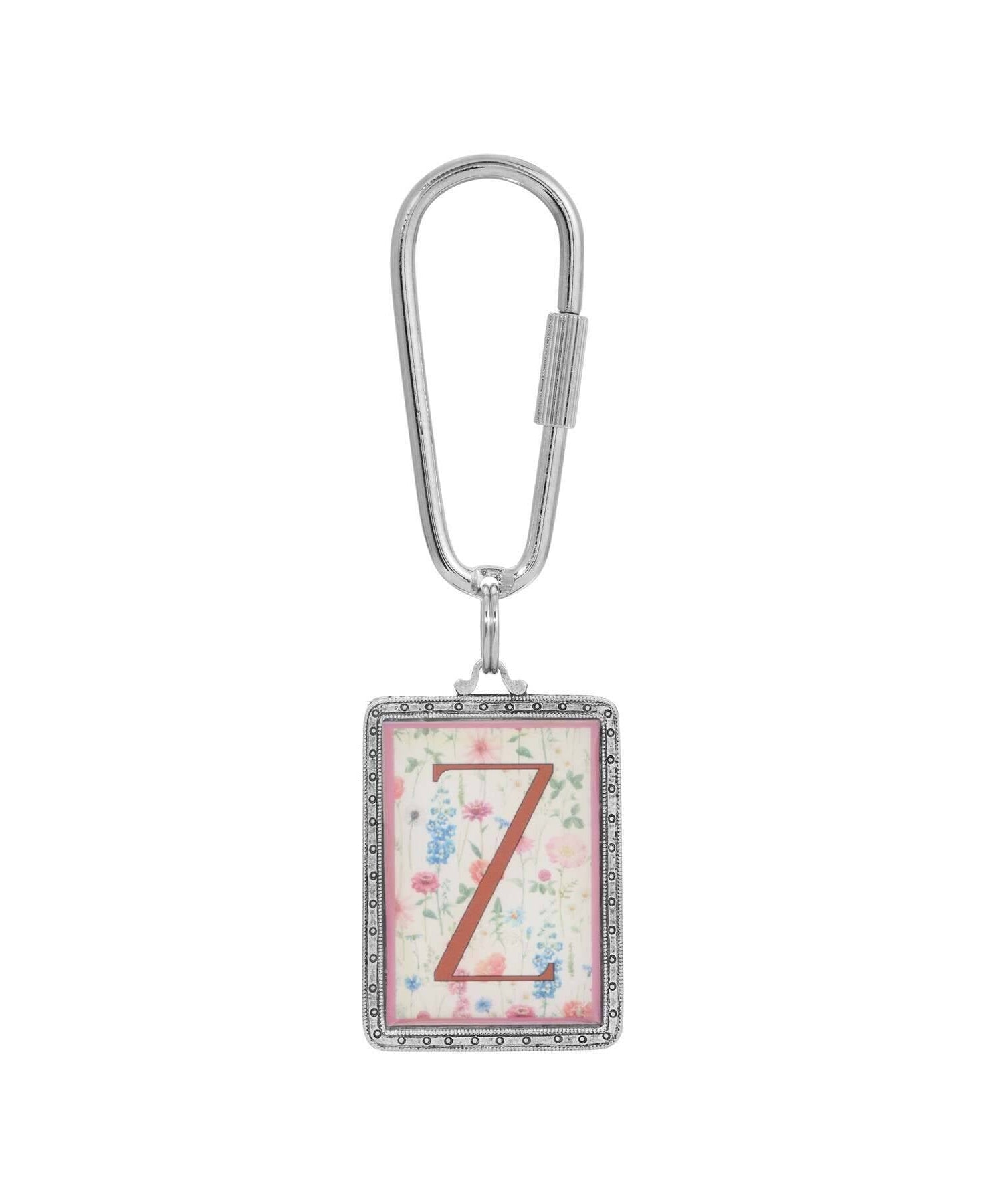 1928 Jewelry Pink Floral Motif Initial Carabiner Key Chain