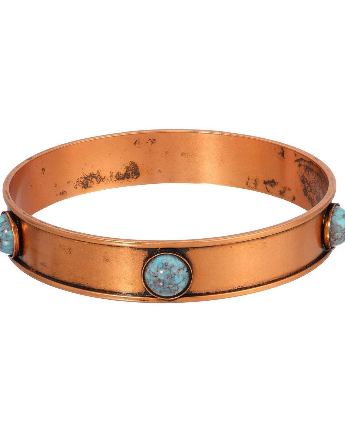 1928 Jewelry Round Turquoise Stone Bangle Bracelet