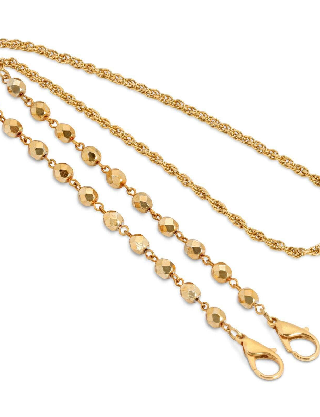 1928 Jewelry Gold Beaded Face Mask Chain Holder 22 Inches