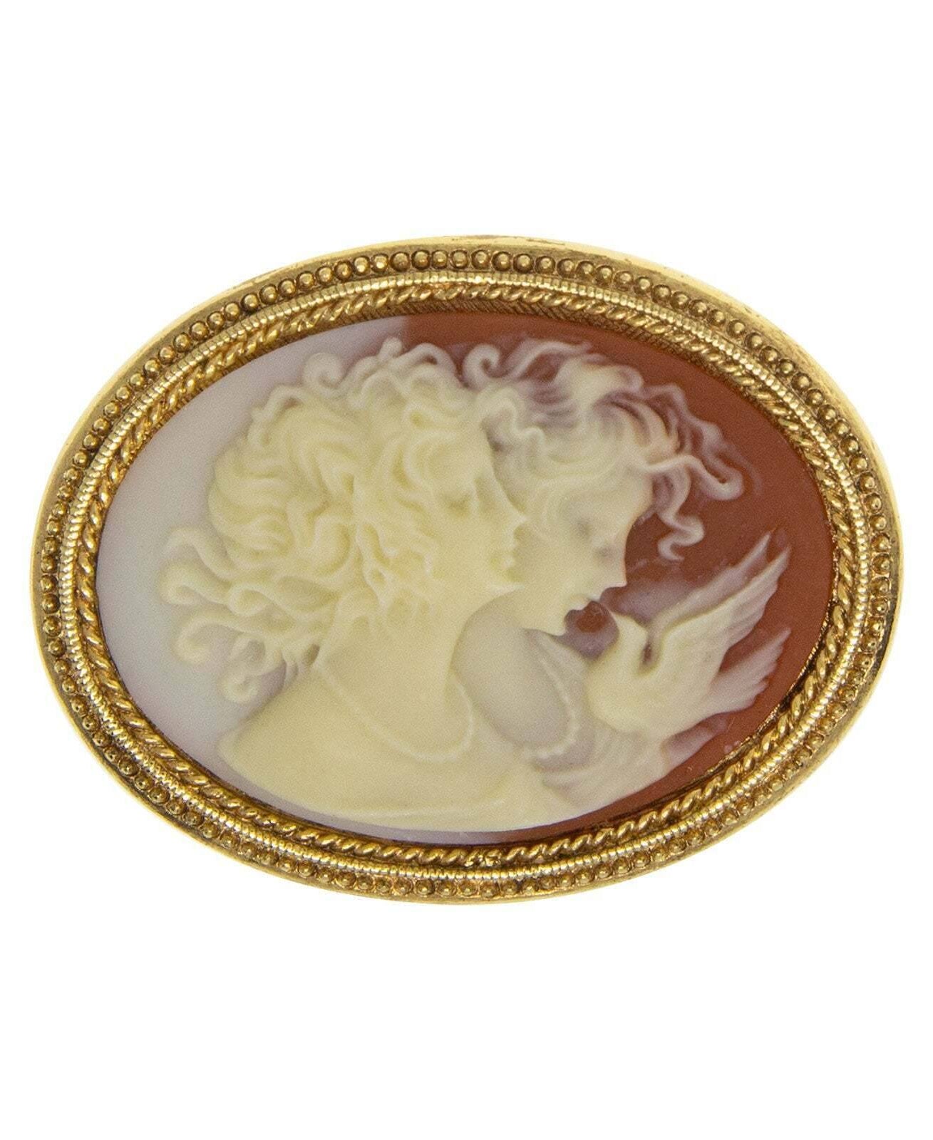1928 Jewelry Twin Muse And Bird Cameo Pin