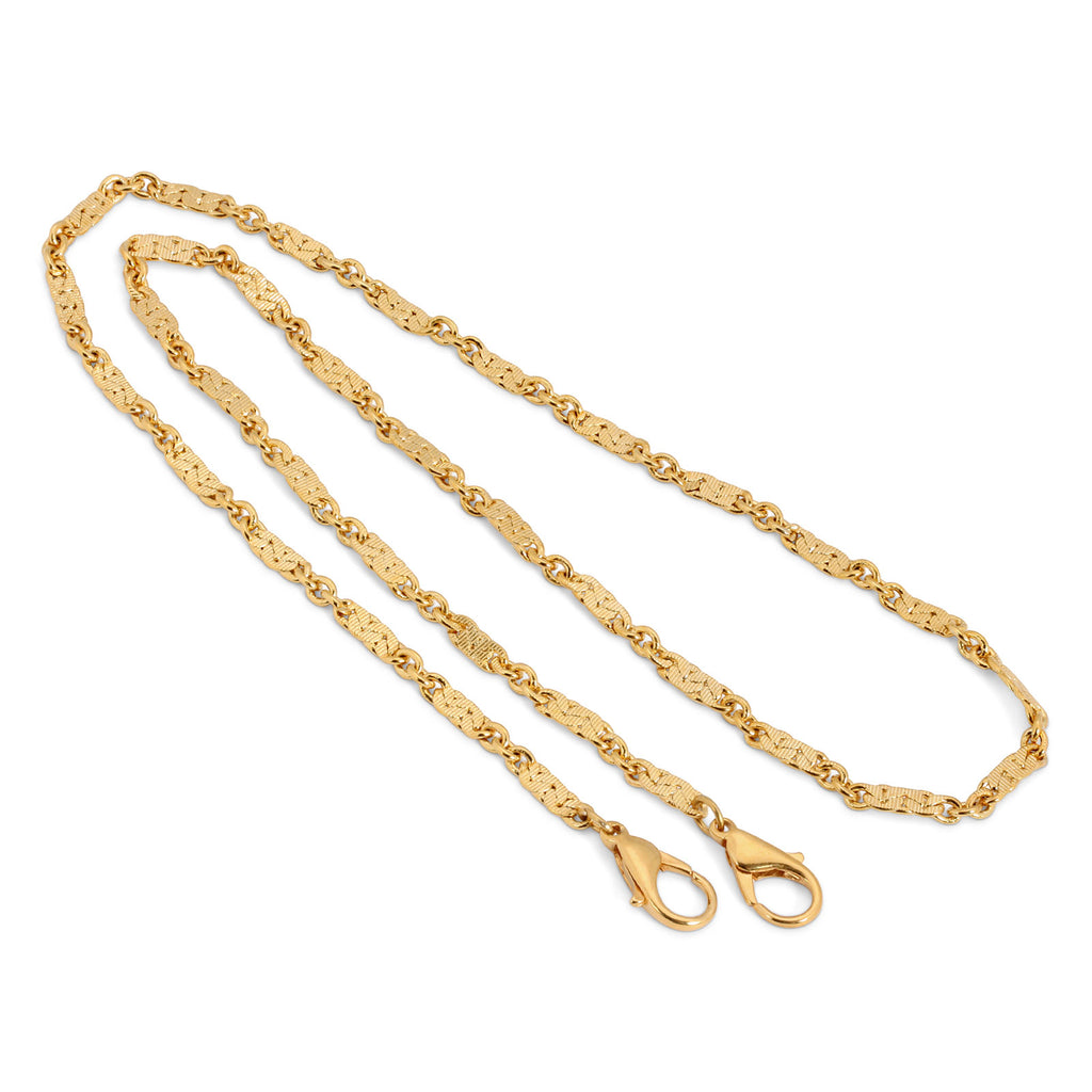 14K Gold Dipped Linked Chain Mask Holder 22 Inch