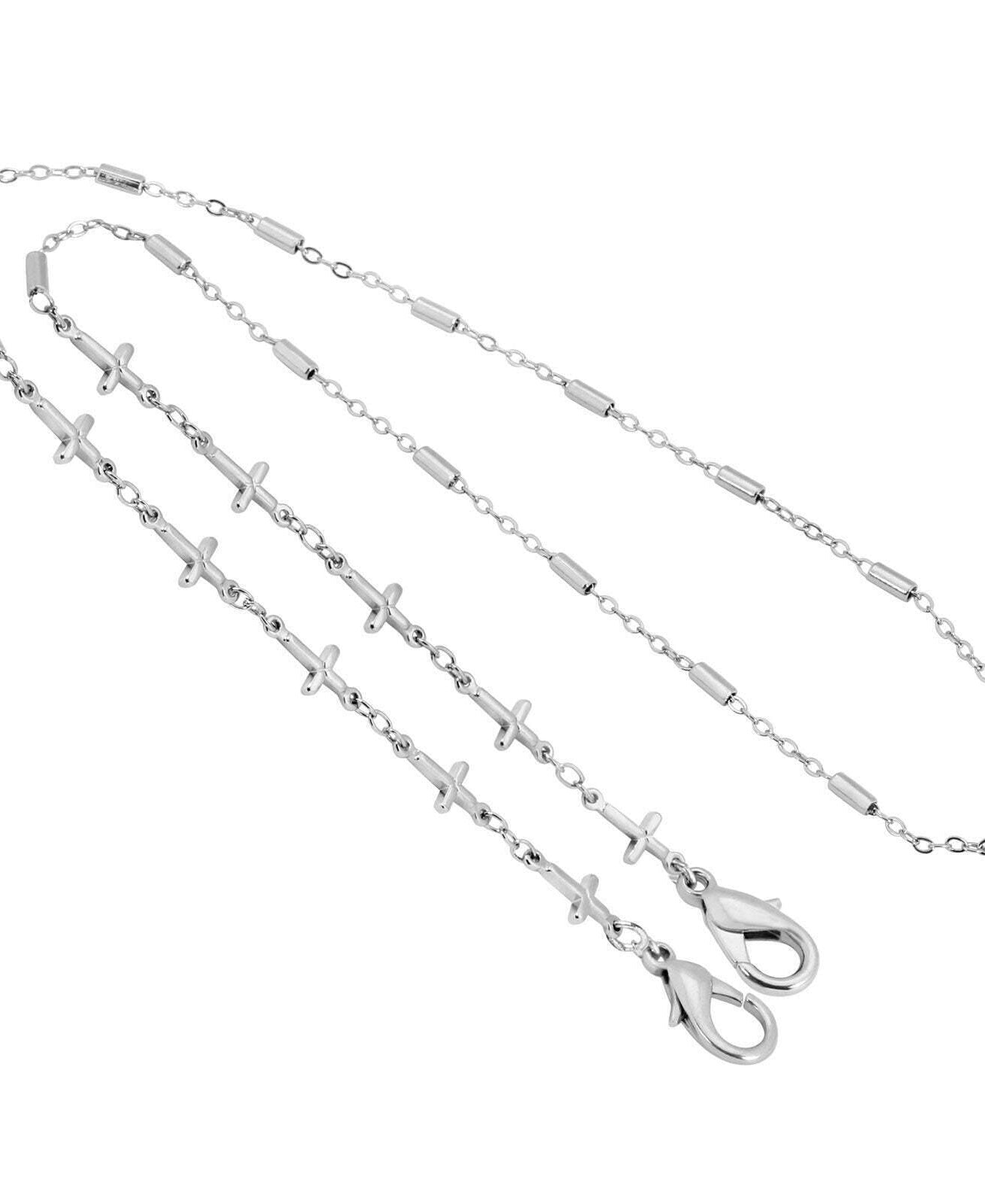 1928 Jewelry Face Mask Chain Holder With Crosses 22 Inch