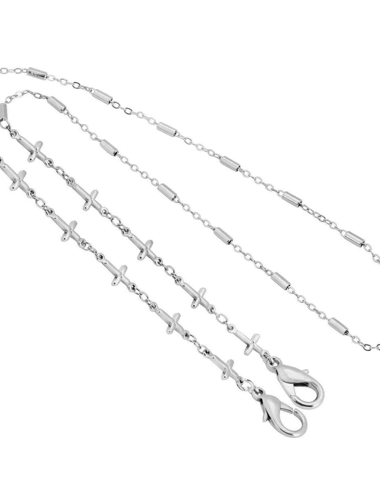 1928 Jewelry Face Mask Chain Holder With Crosses 22 Inch