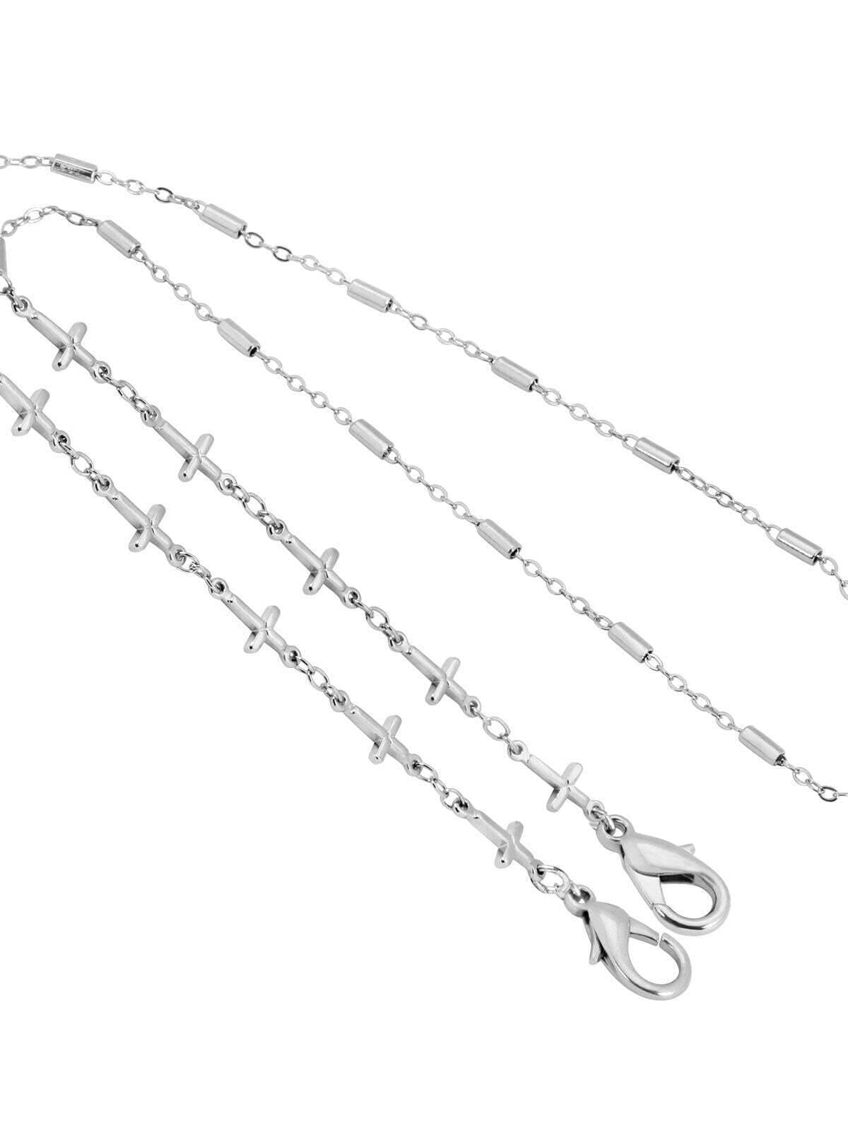 1928 Jewelry Face Mask Chain Holder With Crosses 22 Inch