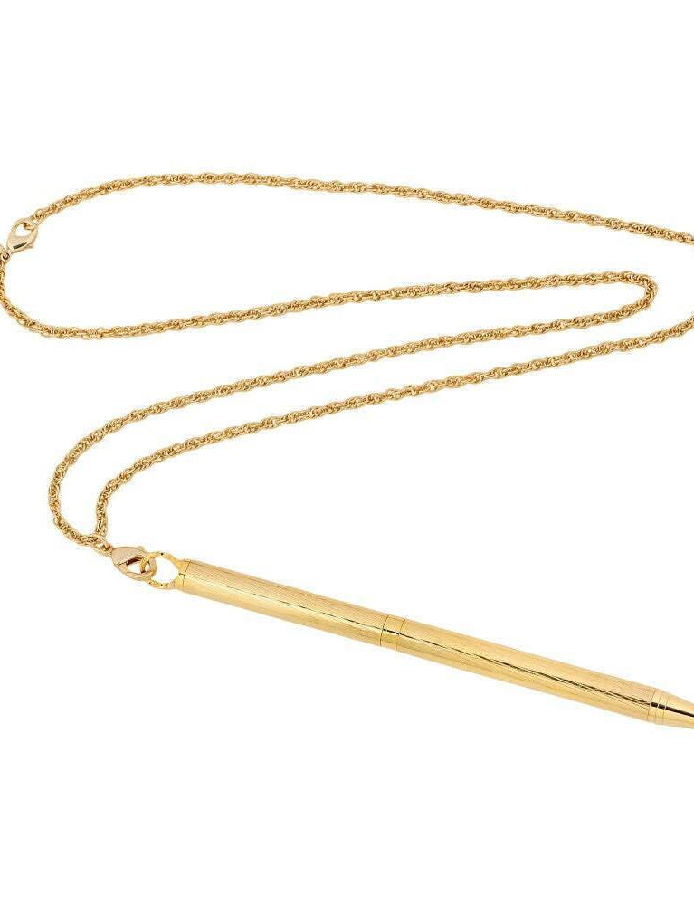 1928 Jewelry Vintage Style Textured Barrel Ball Point Pen Necklace 28"