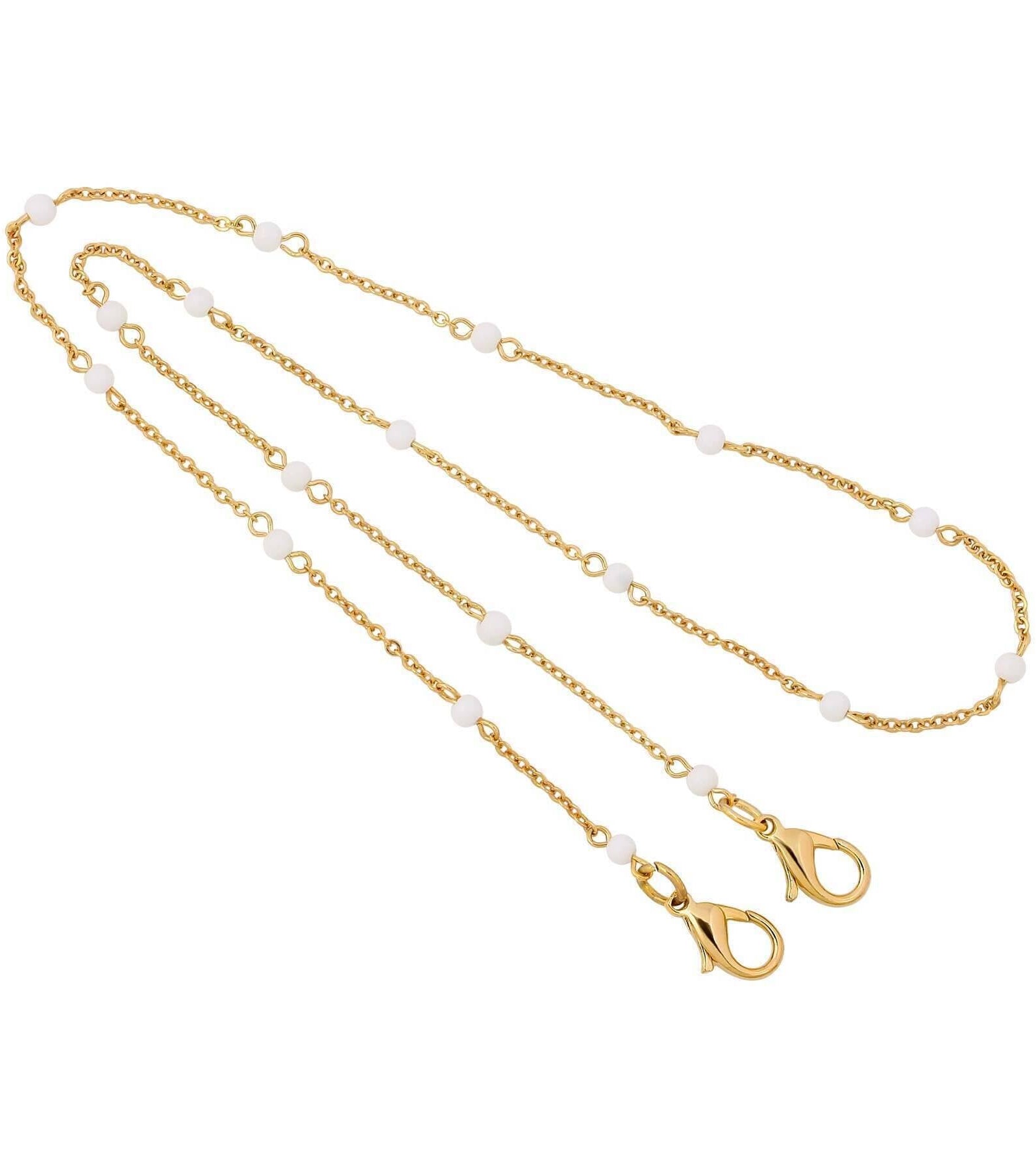 1928 Jewelry White Bead Face Mask Chain Holder 22 Inch