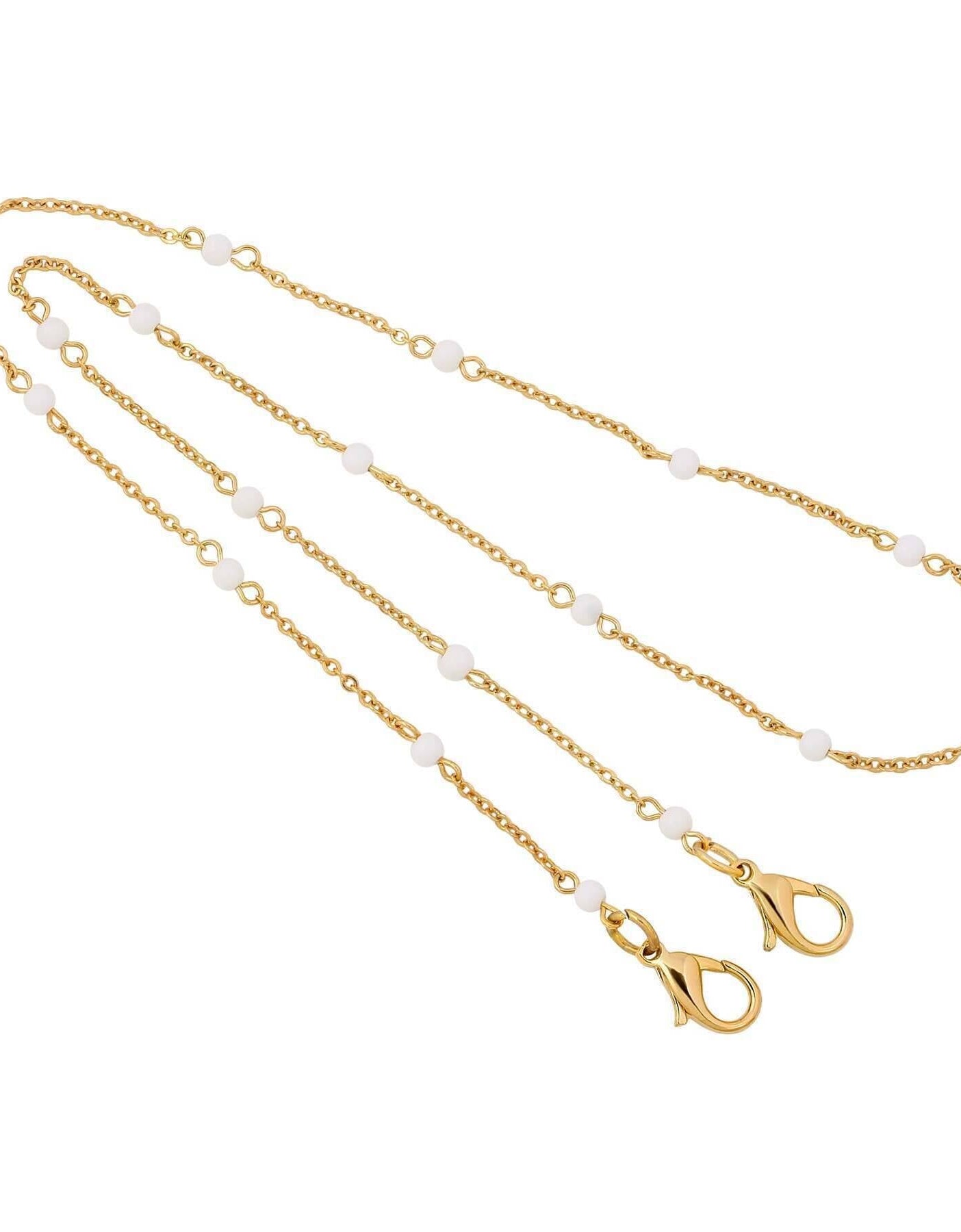 1928 Jewelry White Bead Face Mask Chain Holder 22 Inch