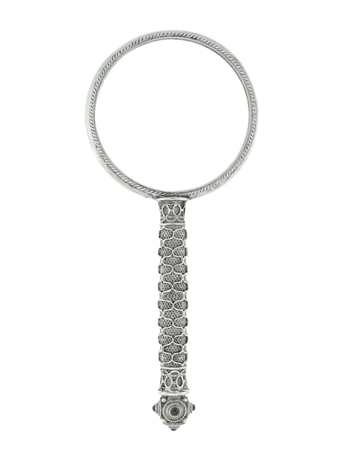 1928 Jewelry Antiqued Garnet Stone Hand Held Magnifying Glass