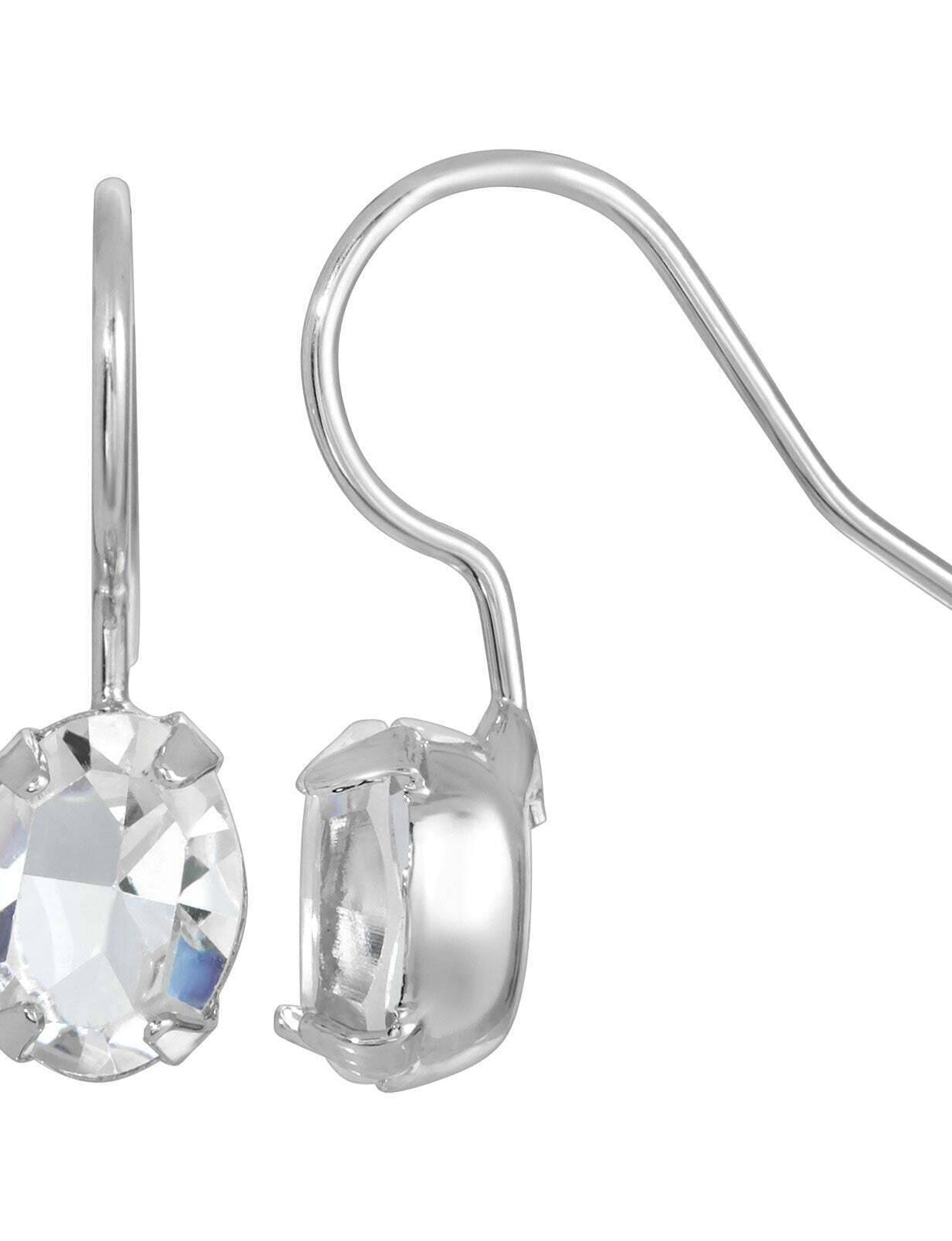 1928 Jewelry Petite Austrian Crystal Oval Wire Earrings