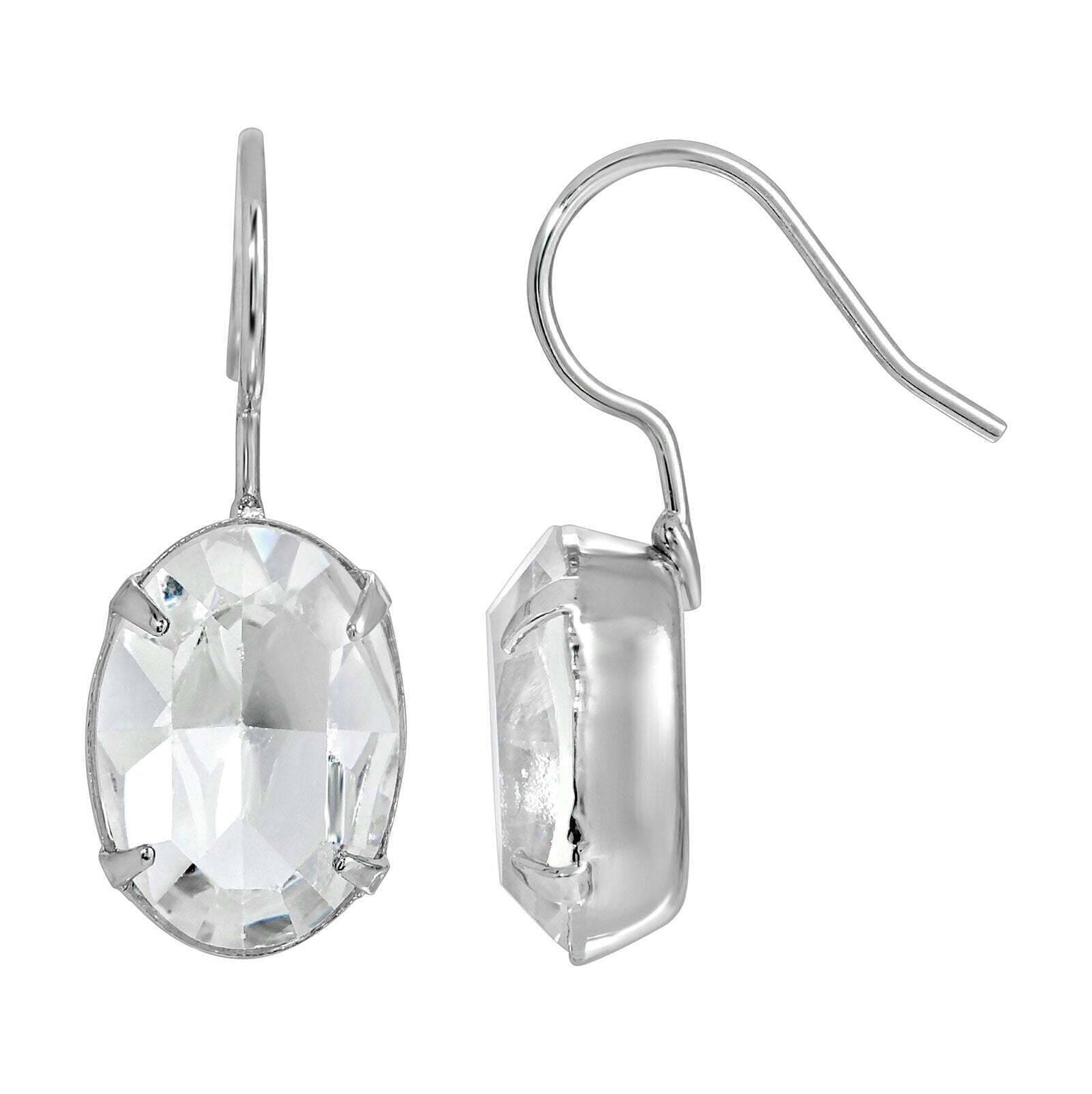 1928 Jewelry Oval Crystal Wire Drop Earrings