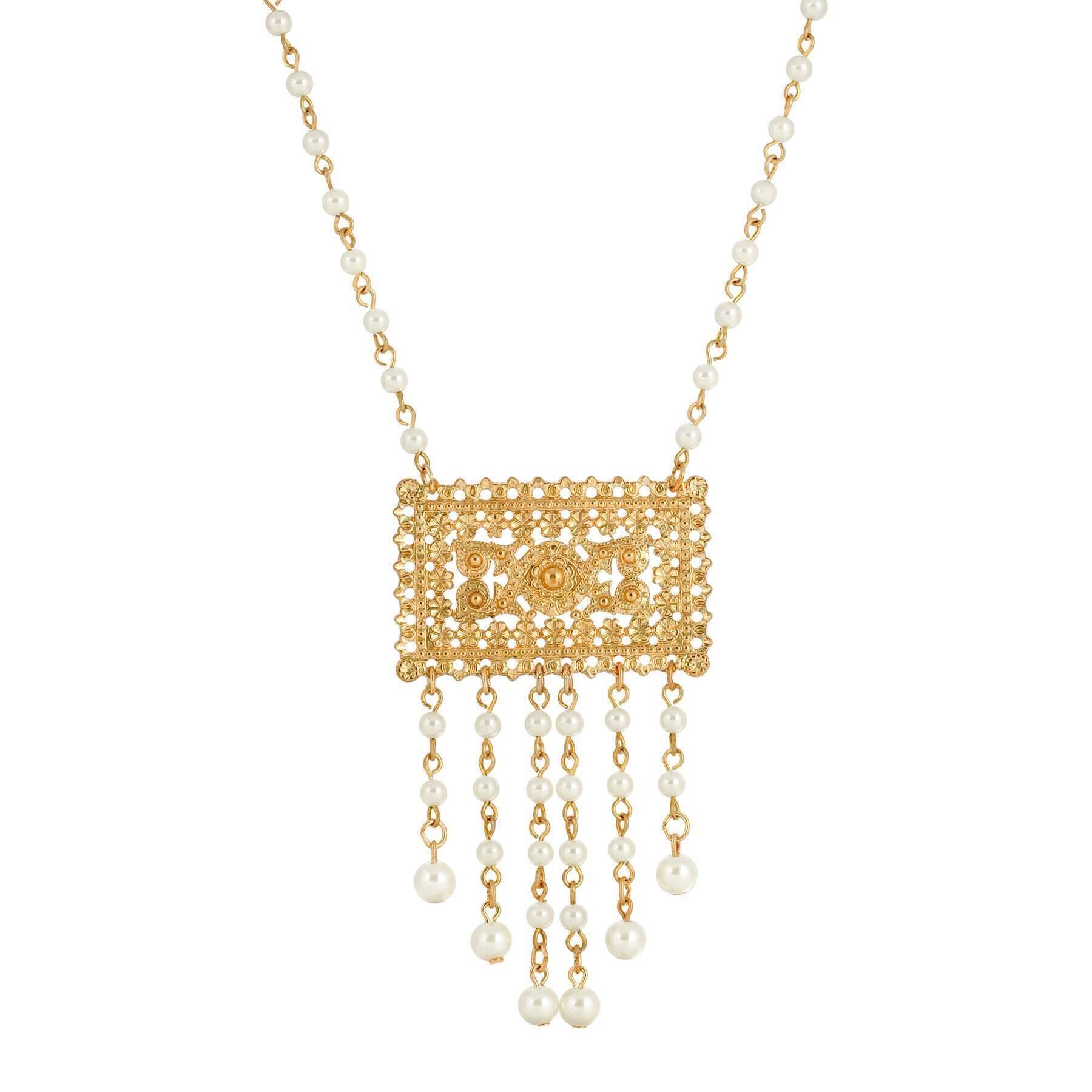 1928 Jewelry Magnifica Flor Faux Pearl Pendant Necklace 16" + 3" Extender