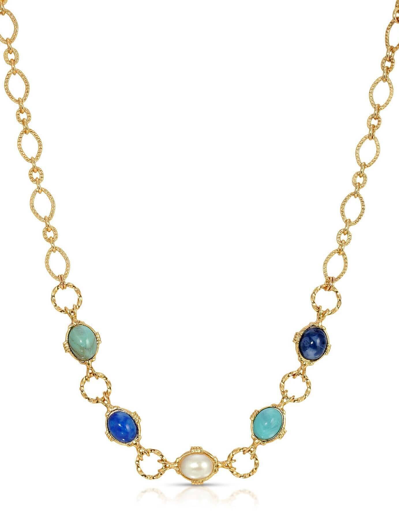 1928 Jewelry Sardinia Multicolor Oval Link Necklace 16" + 3" Extender