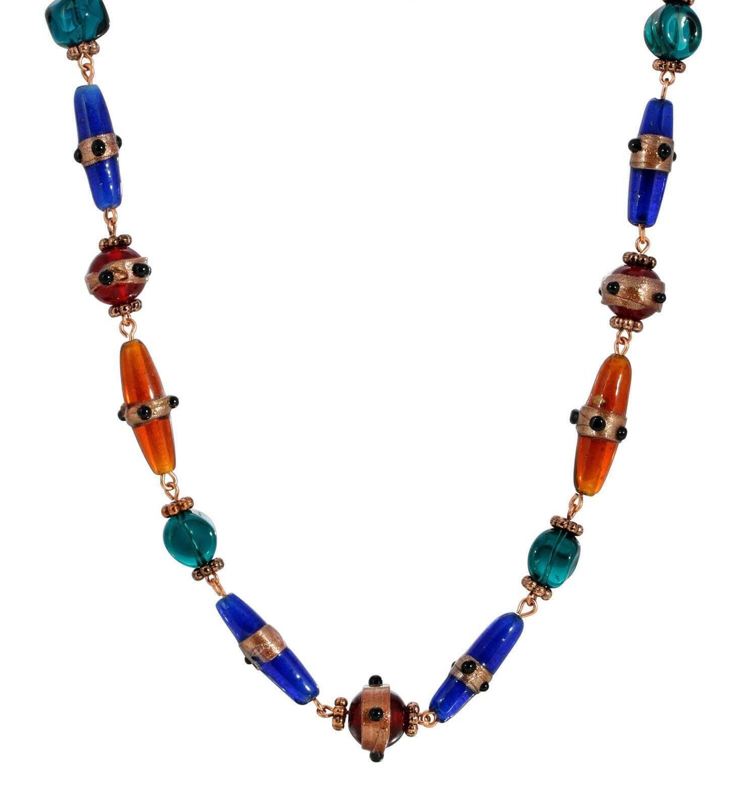 1928 Jewelry Bohemian Multi Color Beaded Necklace 15" + 3" Extender