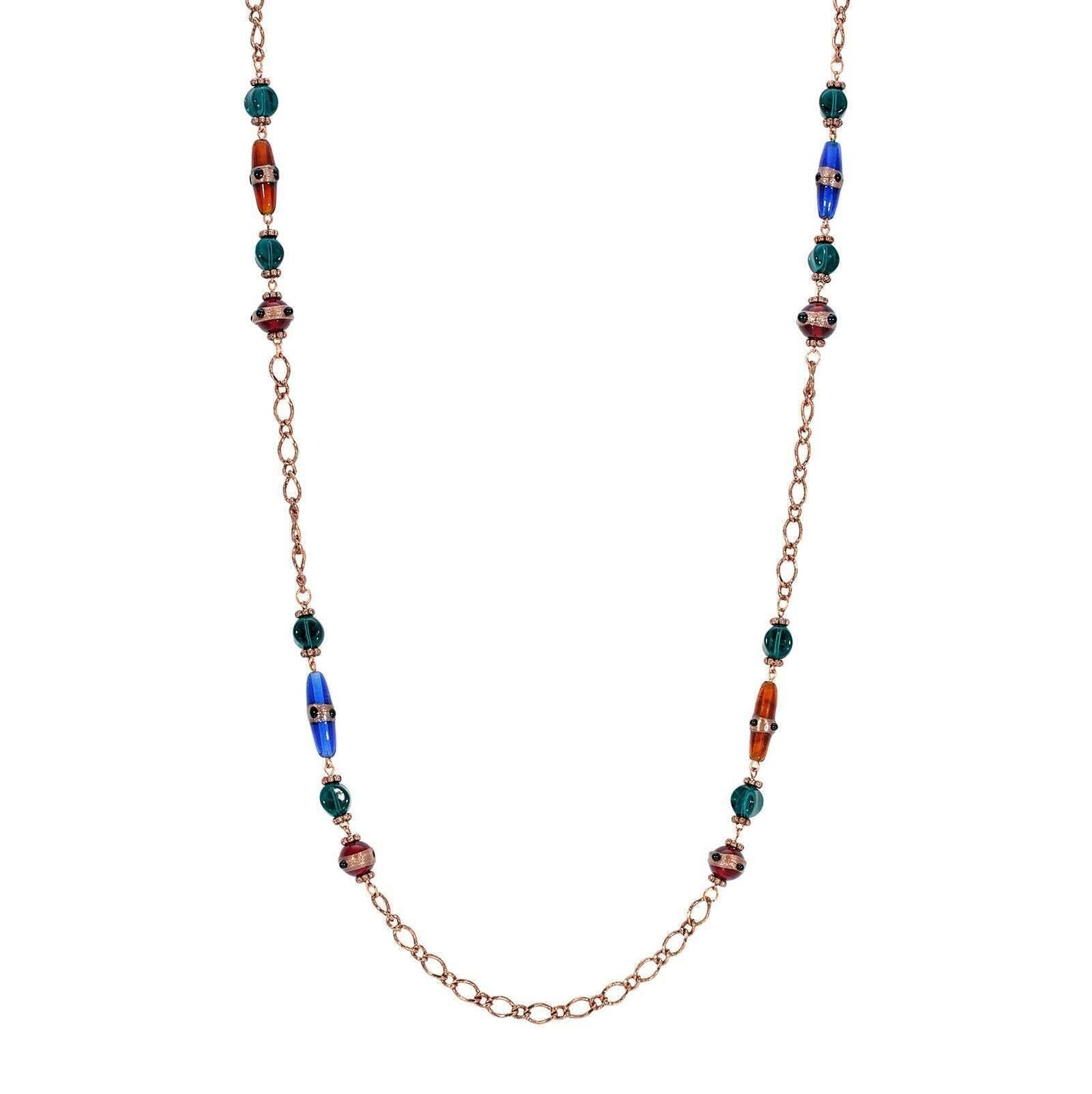 1928 Jewelry Bohemian Multi Color Strandage Necklace 36"
