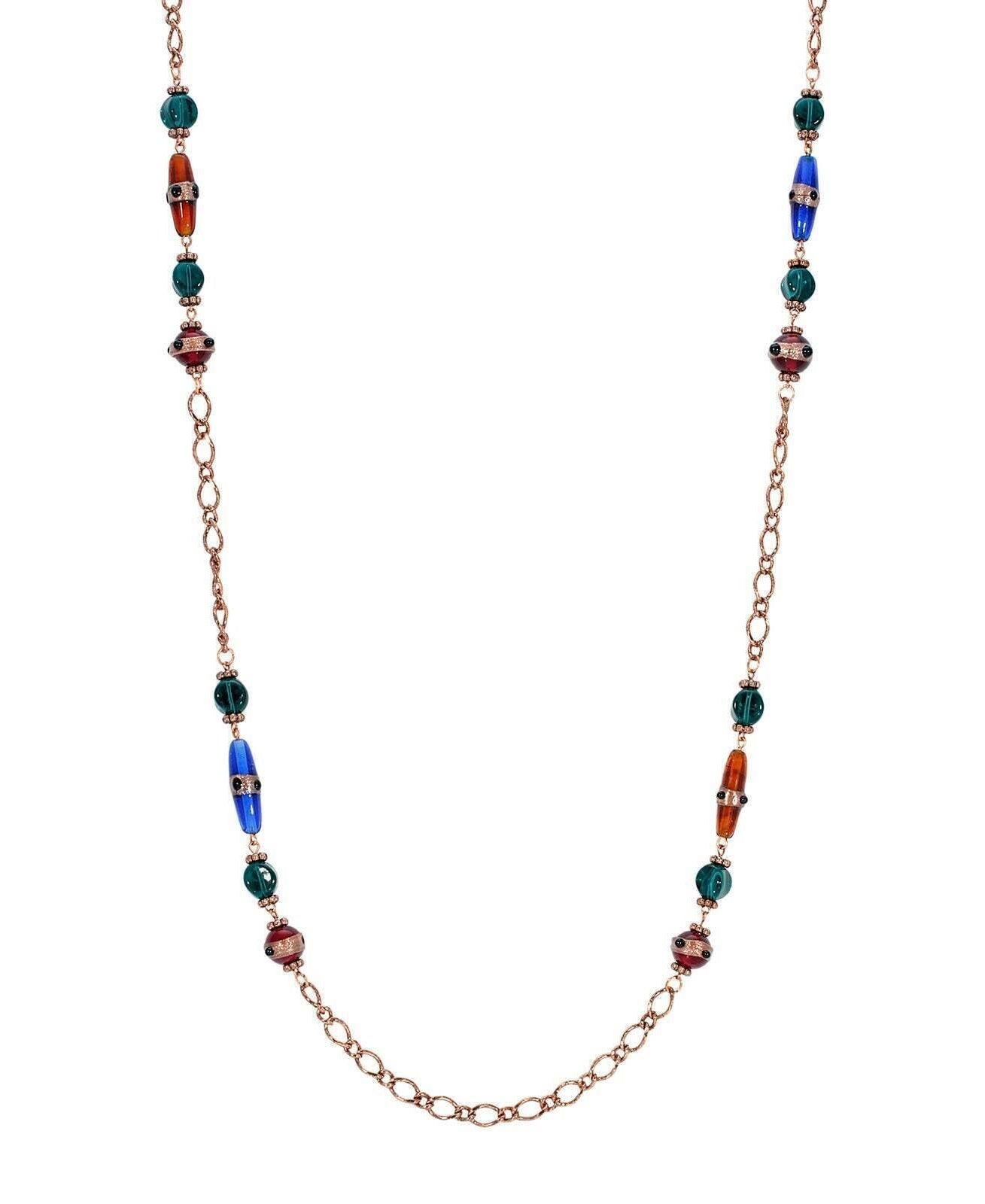 1928 Jewelry Bohemian Multi Color Strandage Necklace 36"