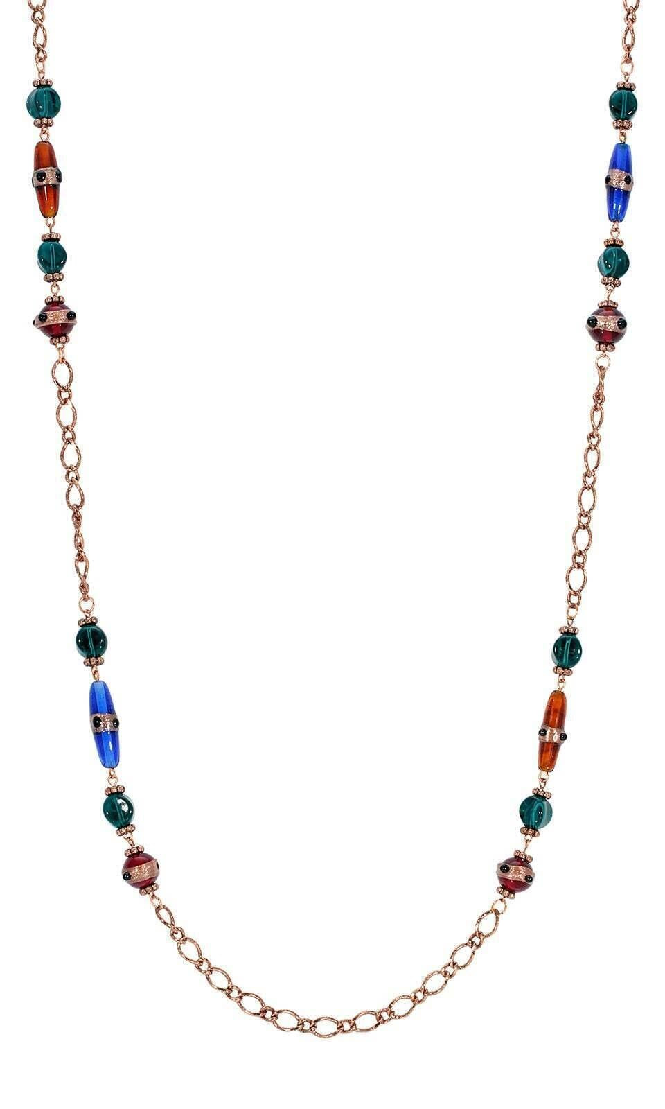 1928 Jewelry Bohemian Multi Color Strandage Necklace 36"