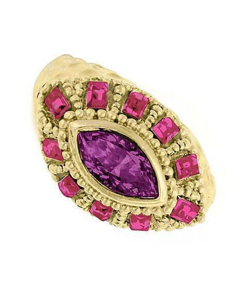 1928 Jewelry Amethyst And Fuchsia Austrian Crystal Ring