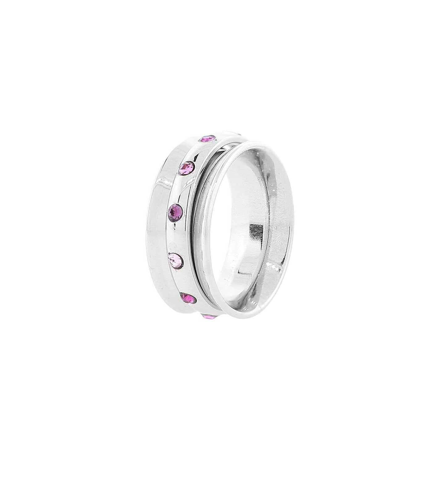 1928 Jewelry Purple Amethyst & Pink Crystal Anxiety Spinner Ring